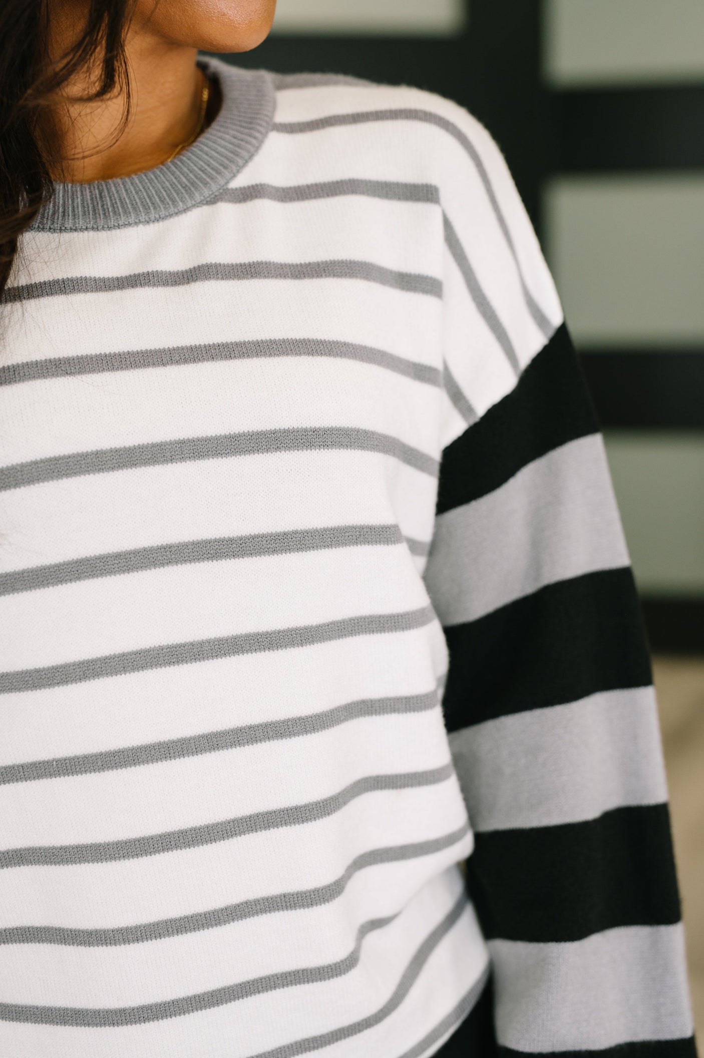 Striped Simplicity Color Block Relaxed Pullover