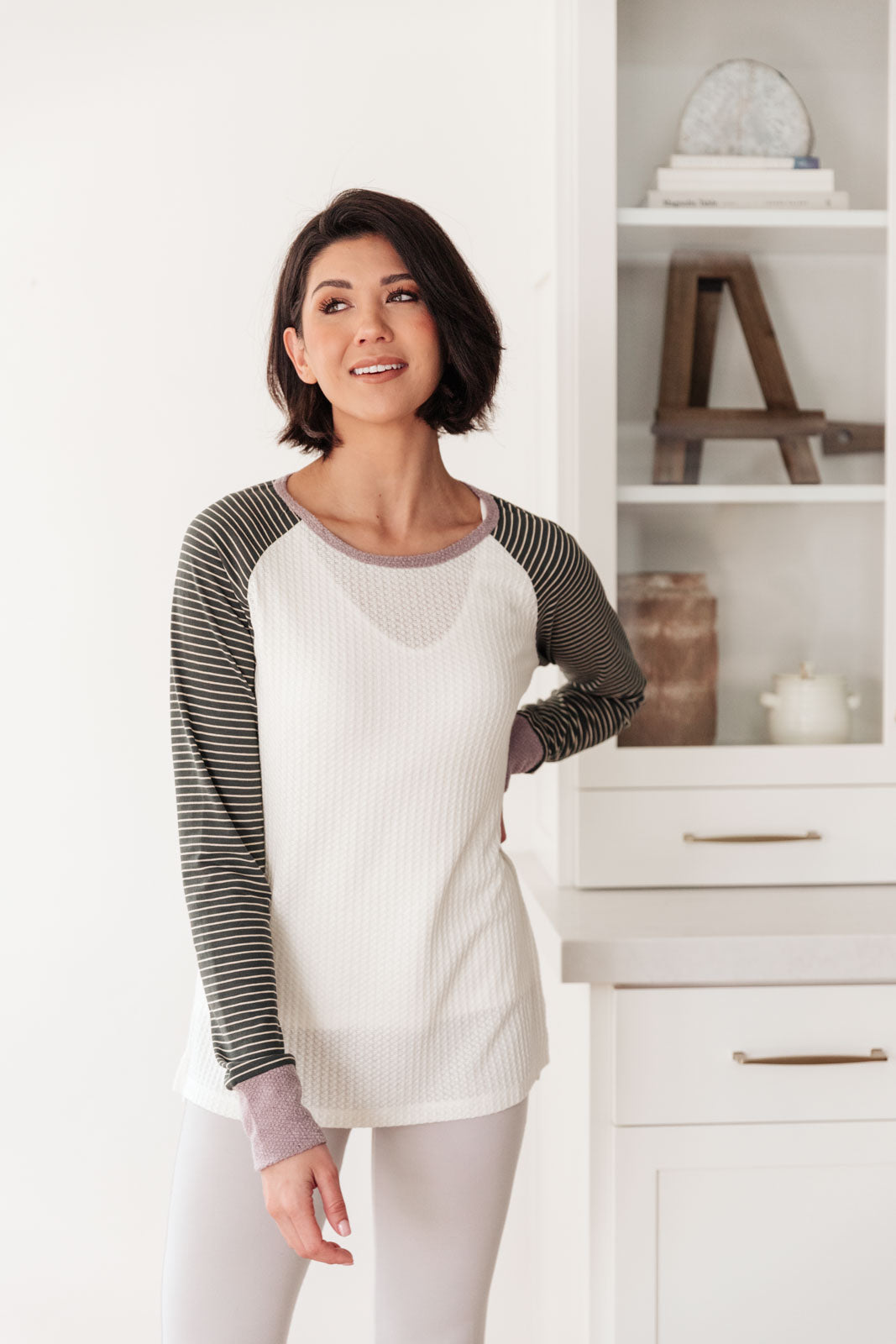 Camiseta raglán a rayas suaves