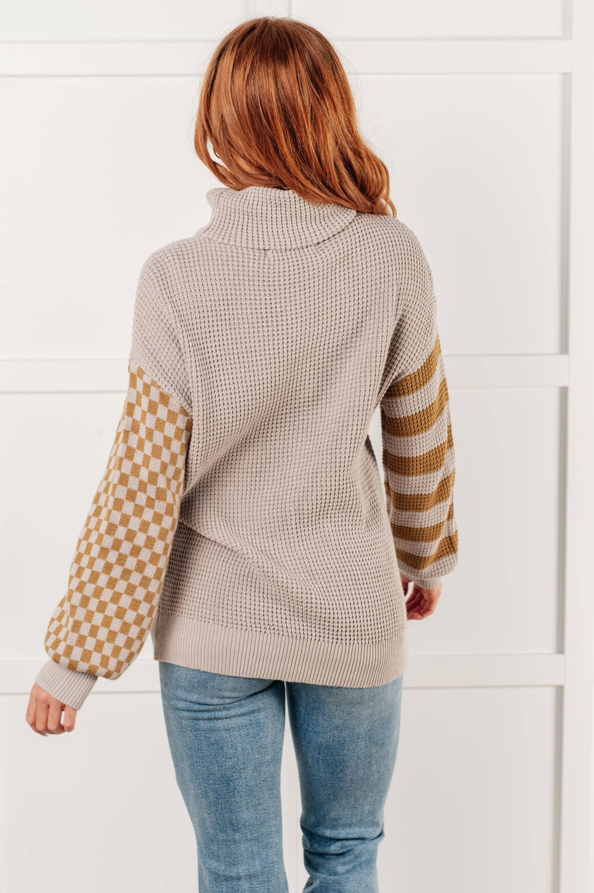 Suéter de punto gofre patchwork súper de temporada