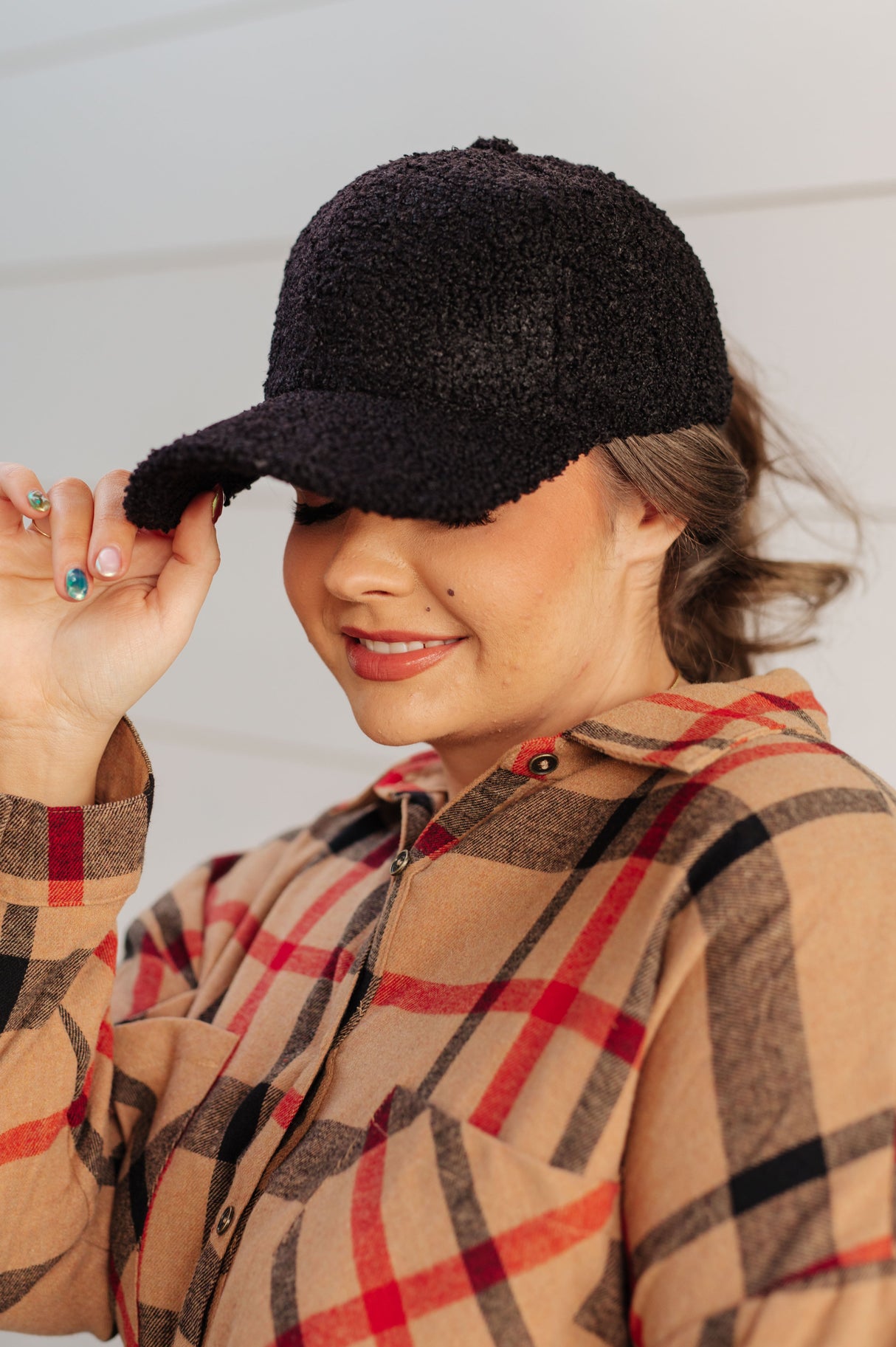 Lyla Sherpa Ball Cap in Black - Liarian Unlimited Boutique