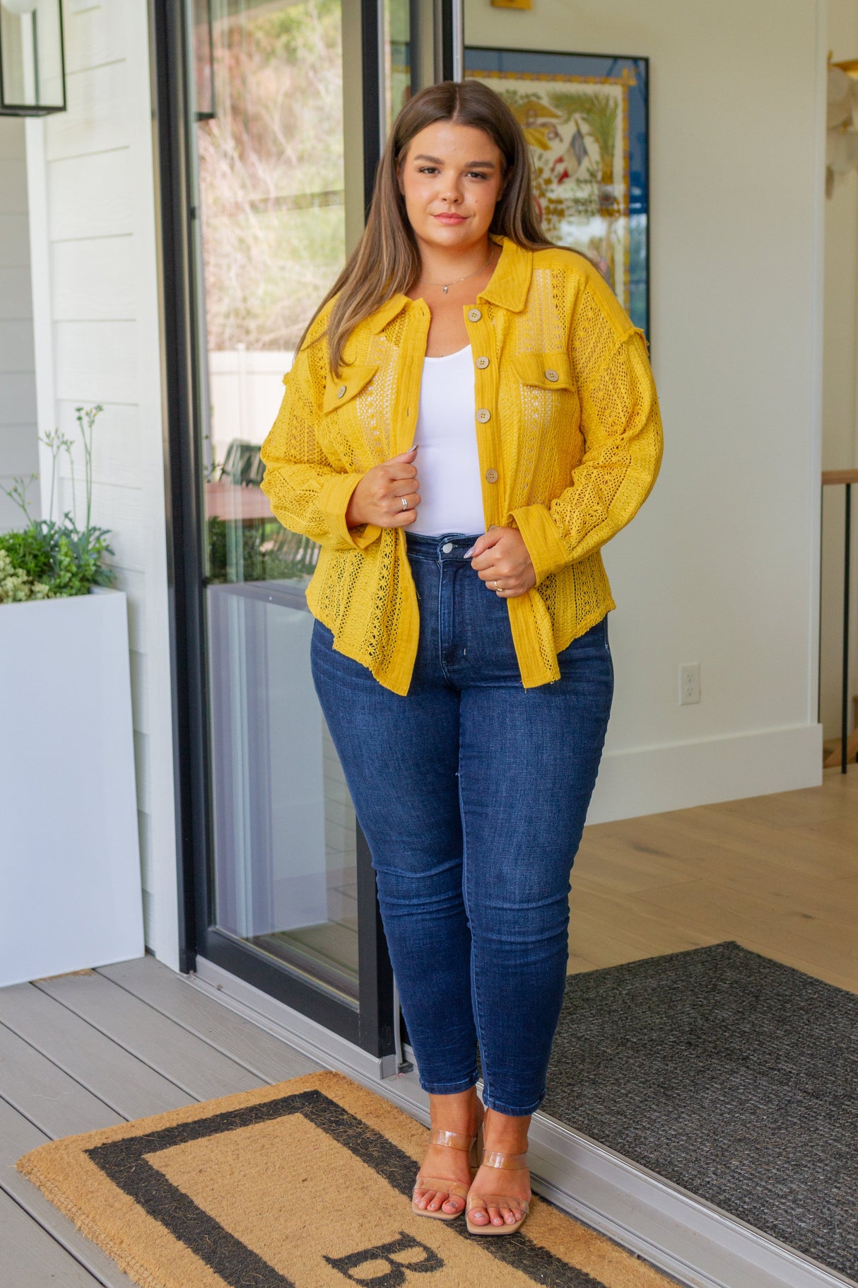 Sweeter Than Nectar Lace Button Down in Honey - Liarian Unlimited Boutique
