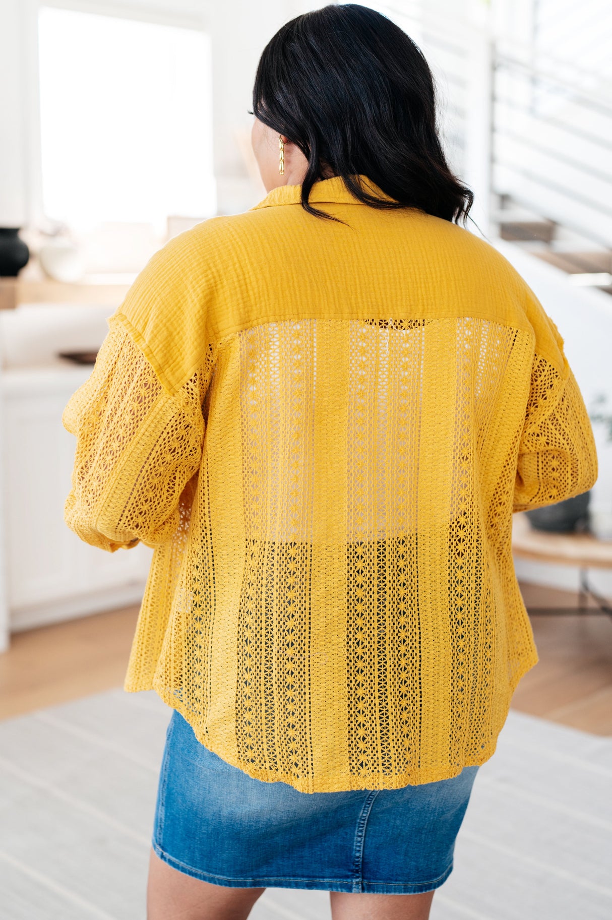 Sweeter Than Nectar Lace Button Down in Honey - Liarian Unlimited Boutique