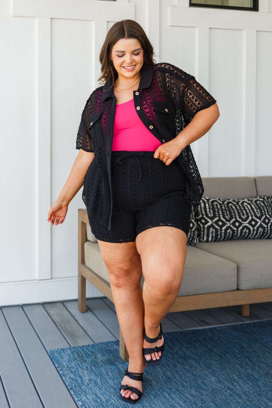 Conjunto de encaje Talk of the Town en negro