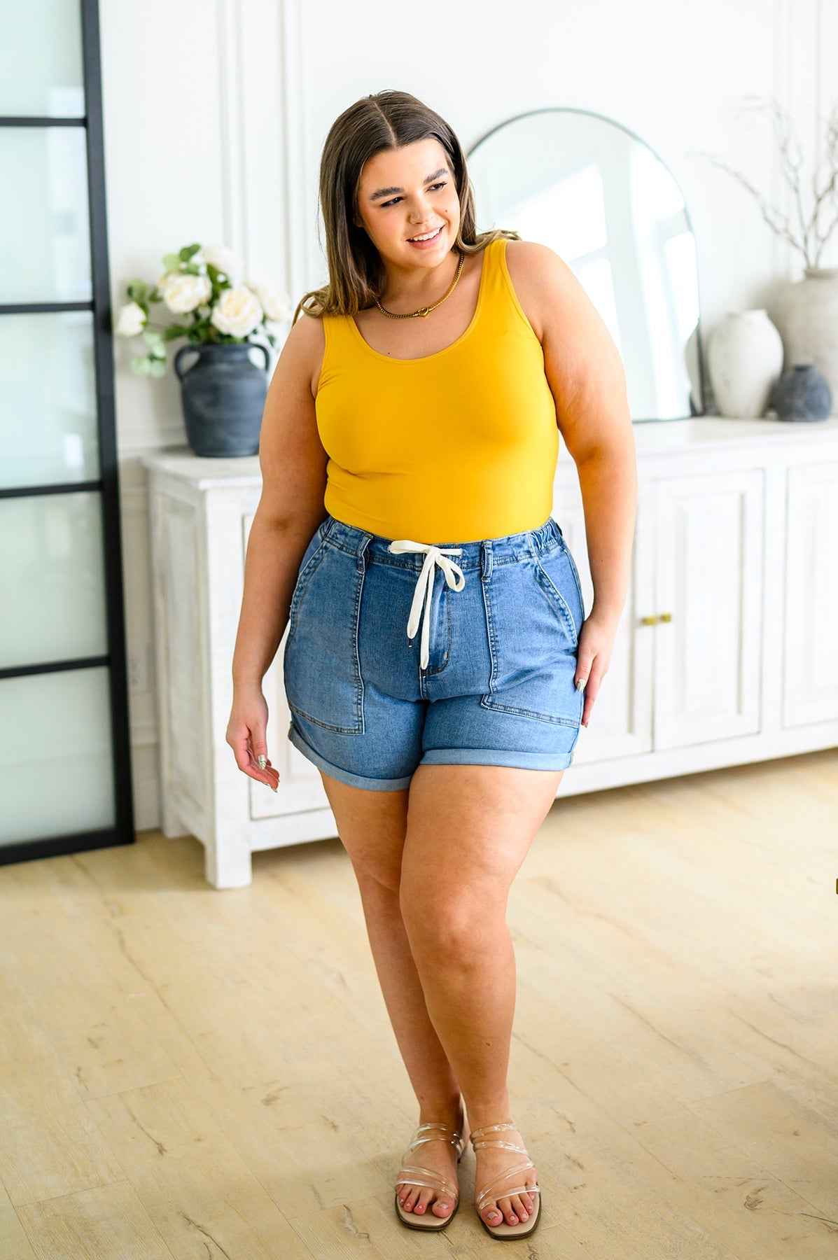 The Basics Reversible Longline Tank in Mustard - Liarian Unlimited Boutique