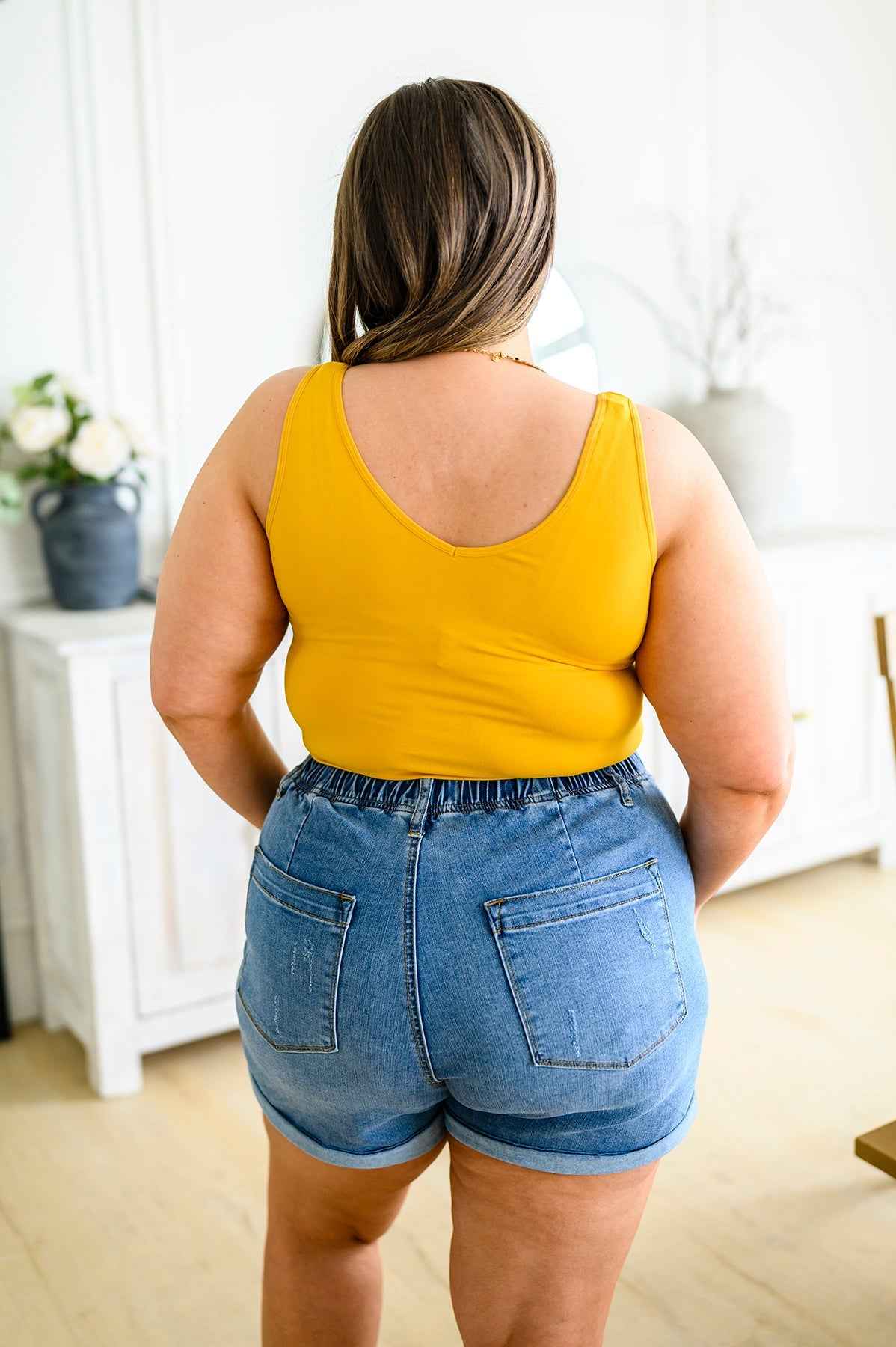 The Basics Reversible Longline Tank in Mustard - Liarian Unlimited Boutique