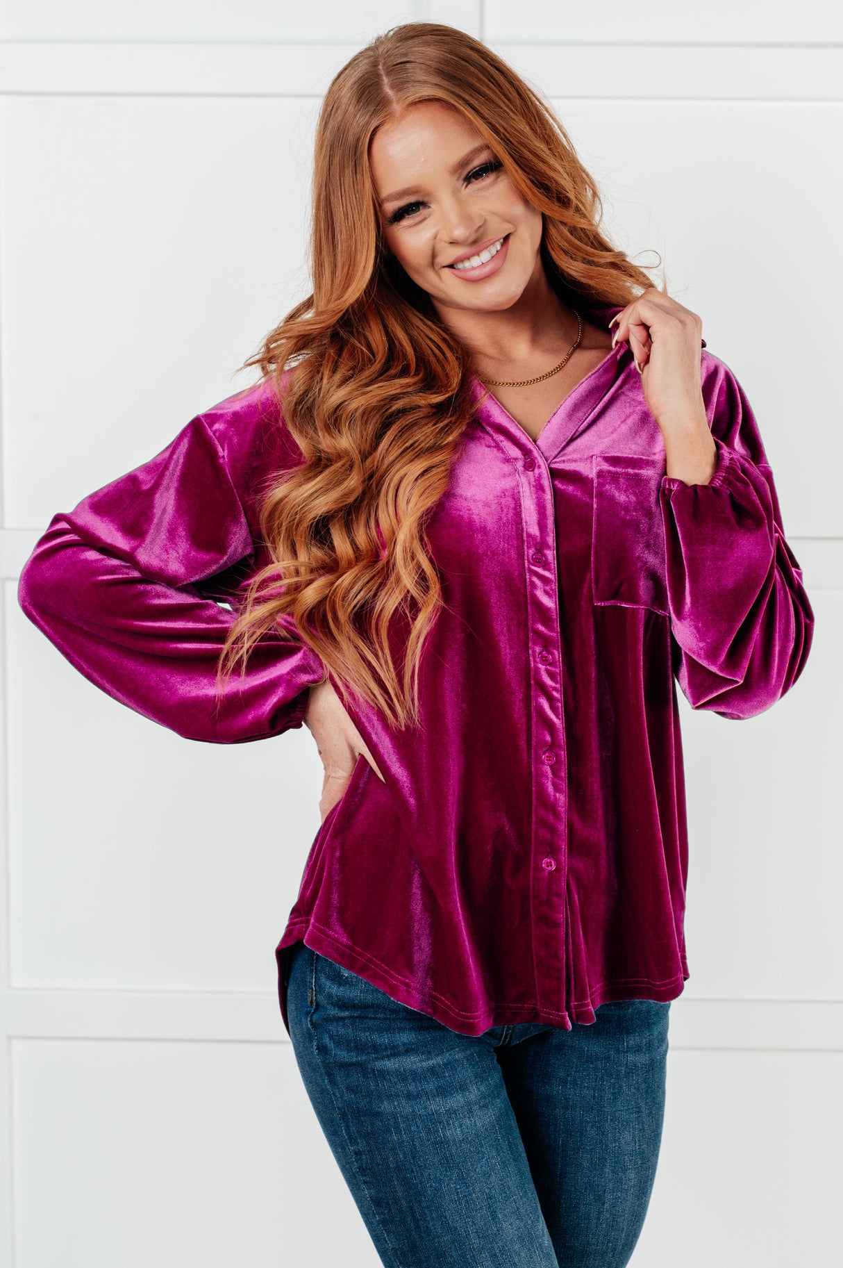 The Best Policy Velvet Balloon Sleeve Top - Liarian Unlimited Boutique