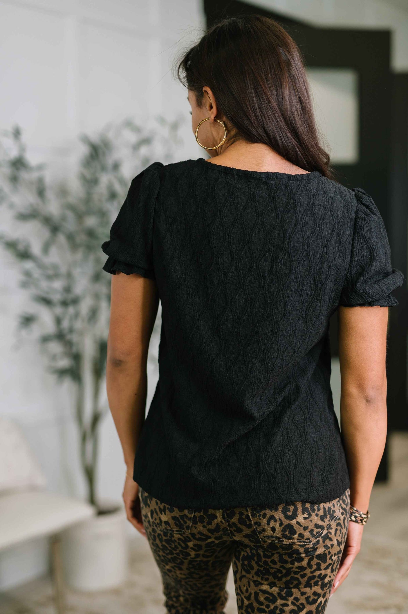 To Call My Own Textured Blouse in Black