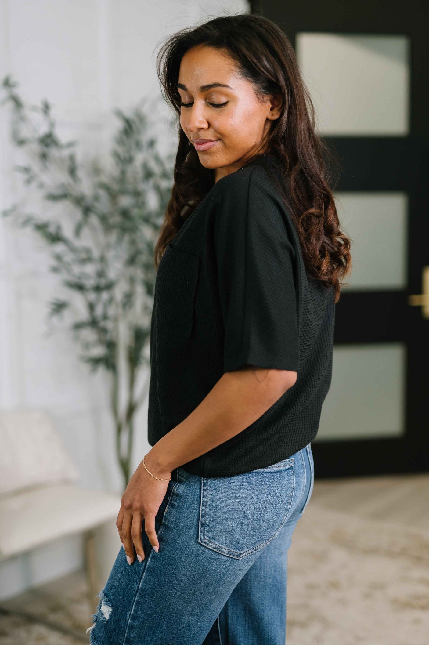 Together We're Unlimited Basic V-Neck Tee in Black