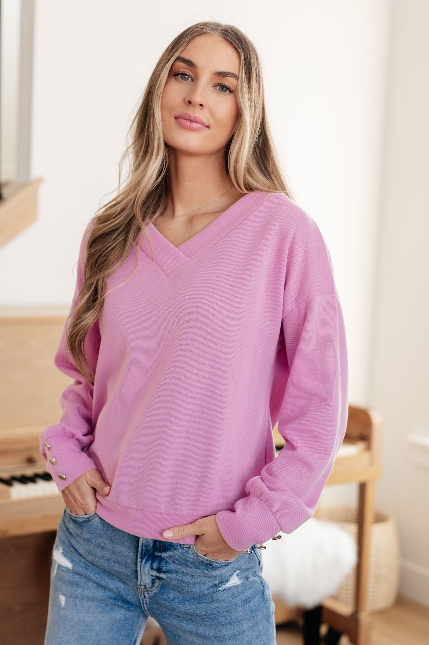 Totally Verified Long Sleeve V-Neck Top - Liarian Unlimited Boutique