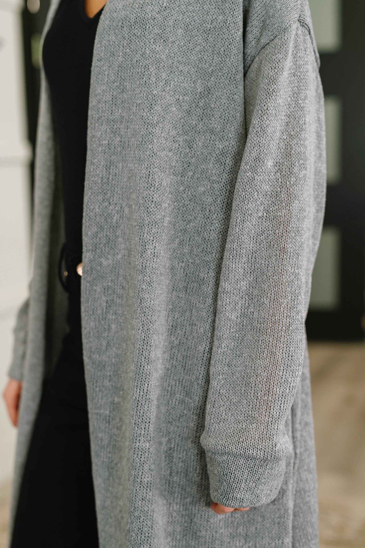 Travel Hideaway Open Front Cardigan in Soft Grey