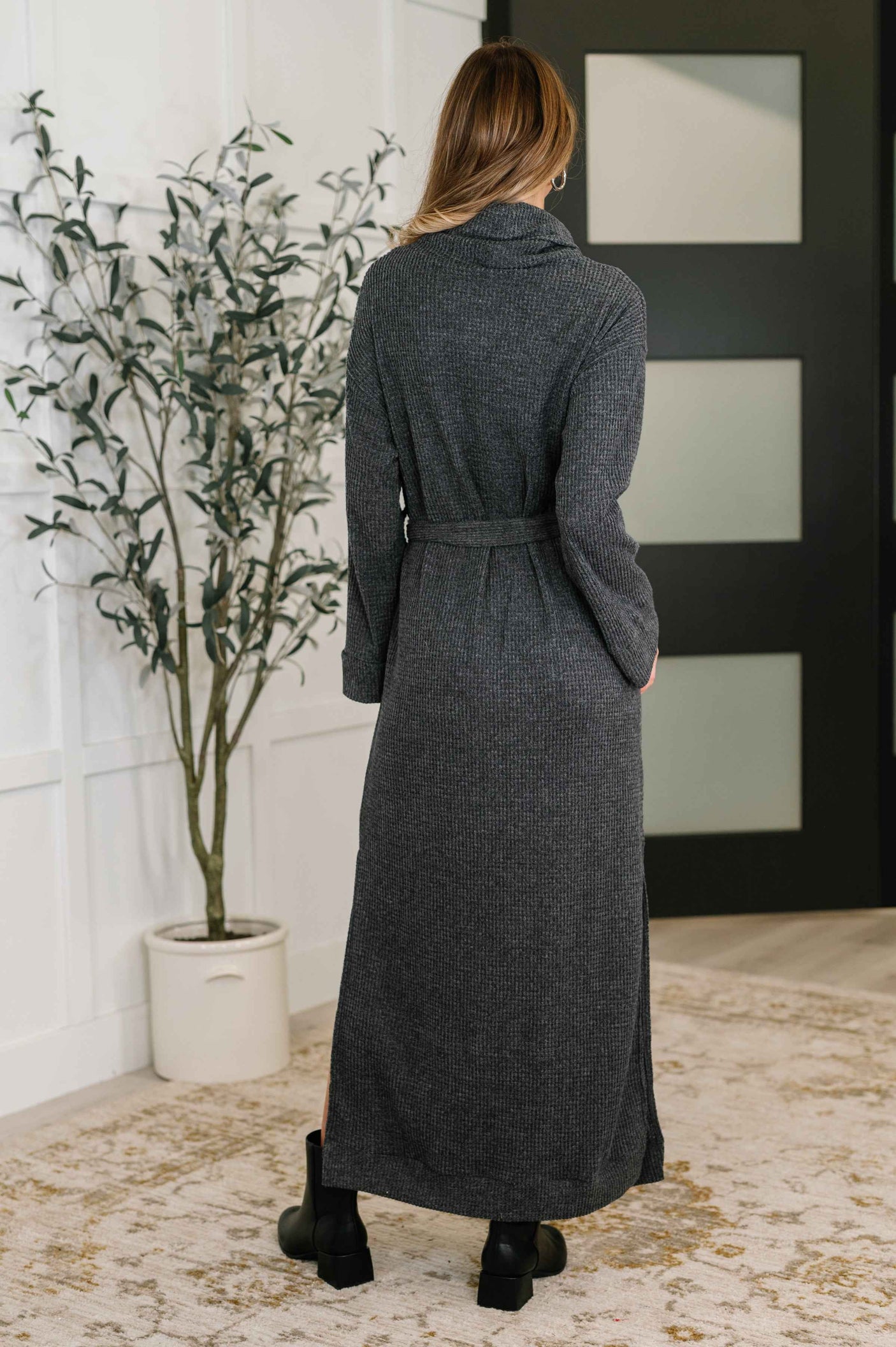 Travel Plush Knit Dress in Charcoal