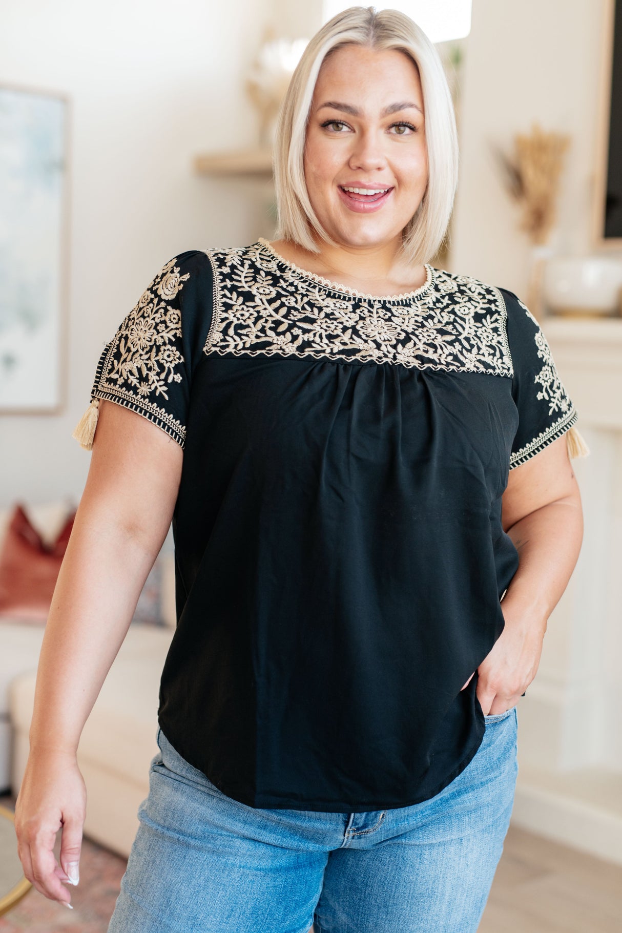 Try Again Embroidered Top - Liarian Unlimited Boutique