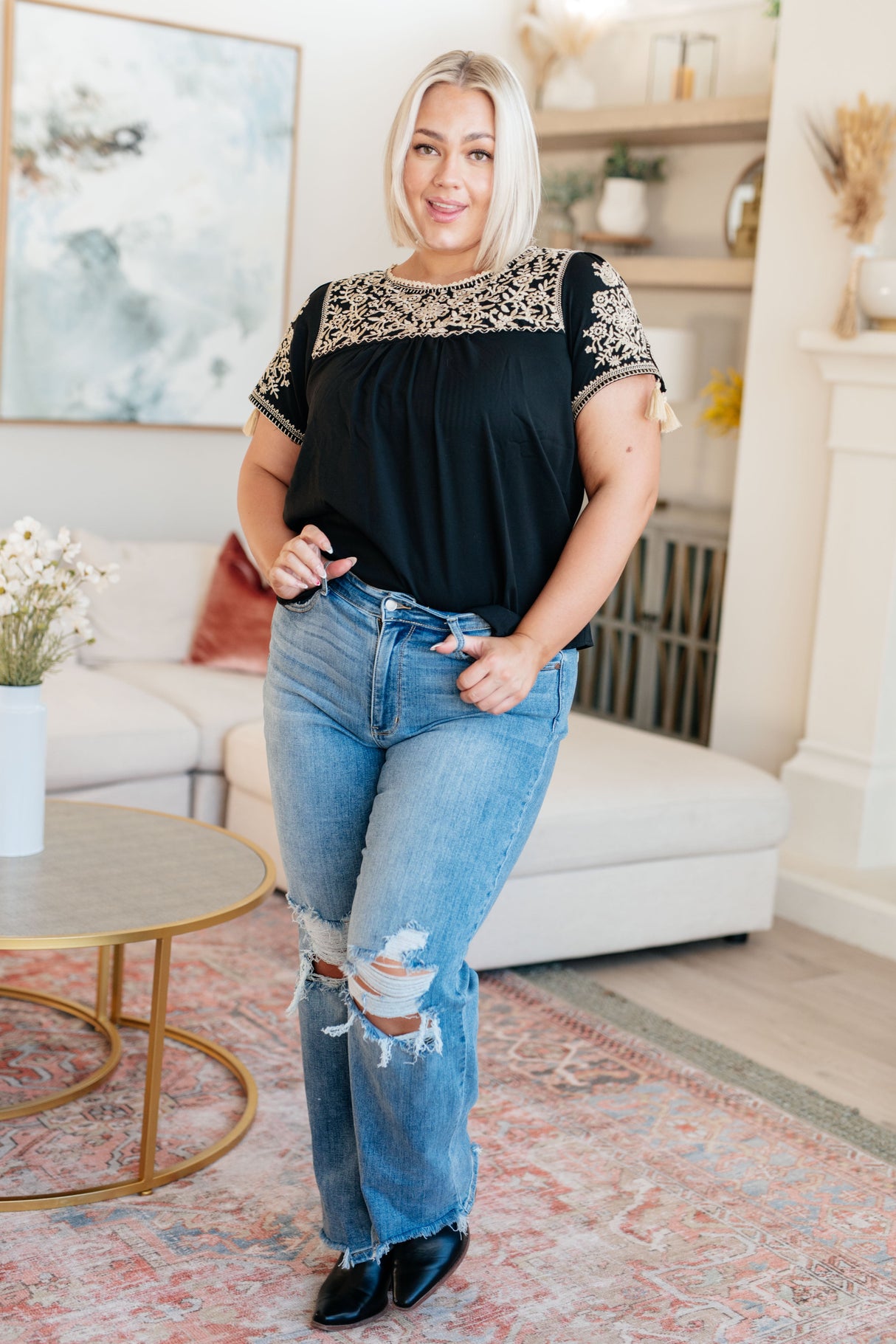 Try Again Embroidered Top - Liarian Unlimited Boutique