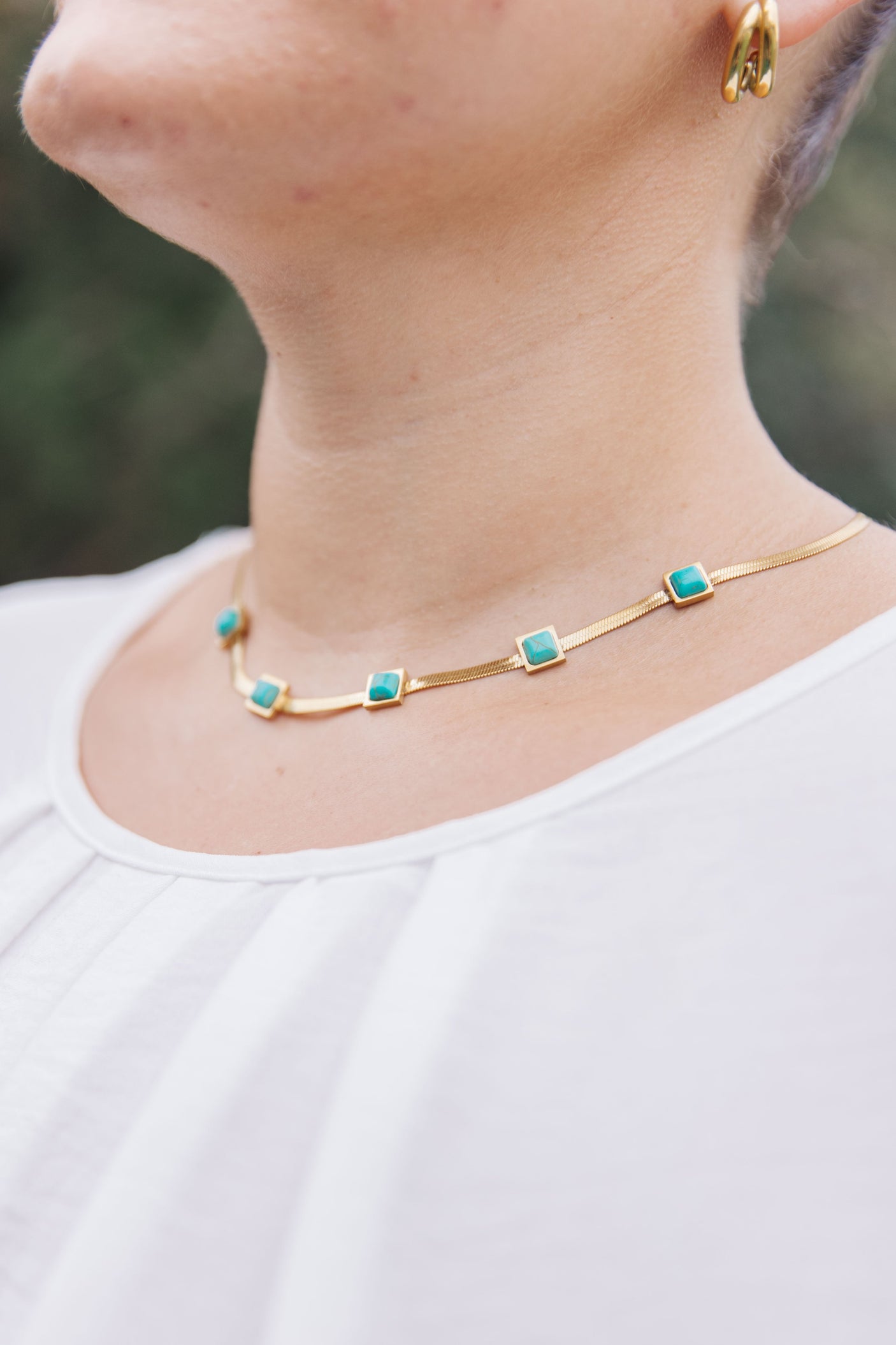 Turquoise Squares Necklace - Liarian Unlimited Boutique