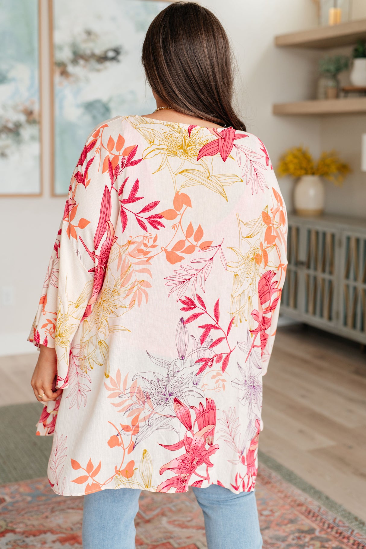Kimono de manga acampanada para temporada de vacaciones
