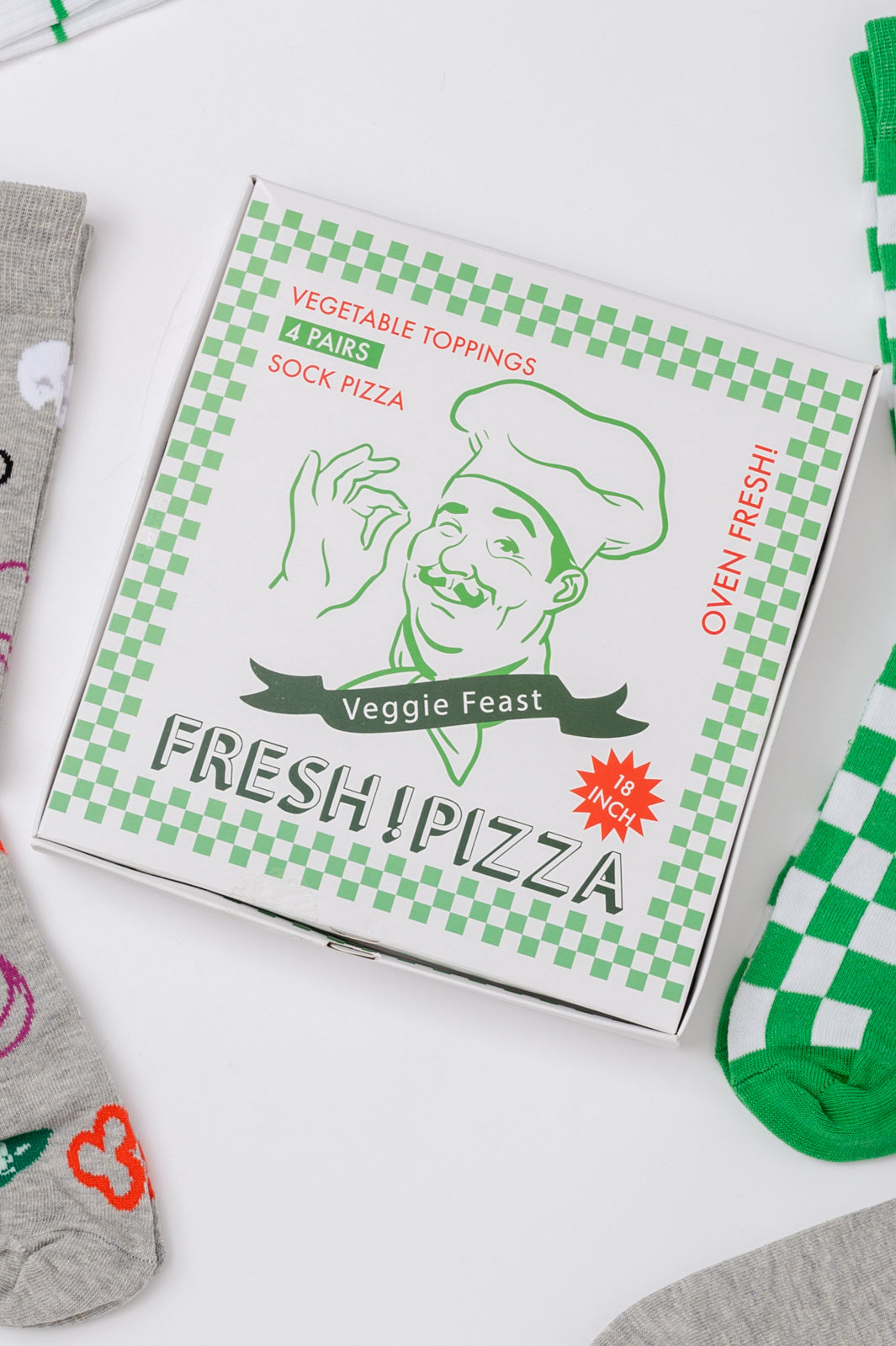 Juego de calcetines con diseño de pizza vegetariana