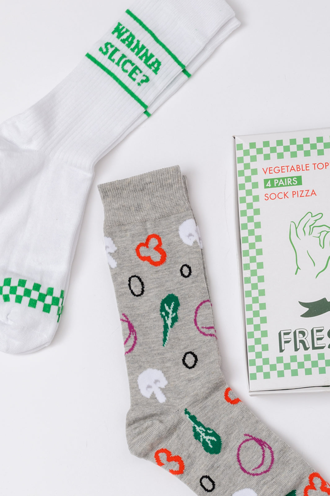 Juego de calcetines con diseño de pizza vegetariana