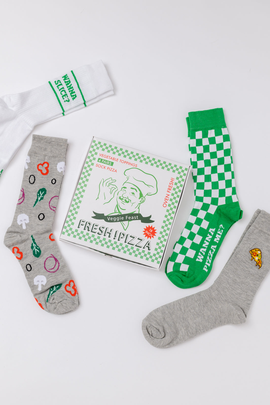 Juego de calcetines con diseño de pizza vegetariana