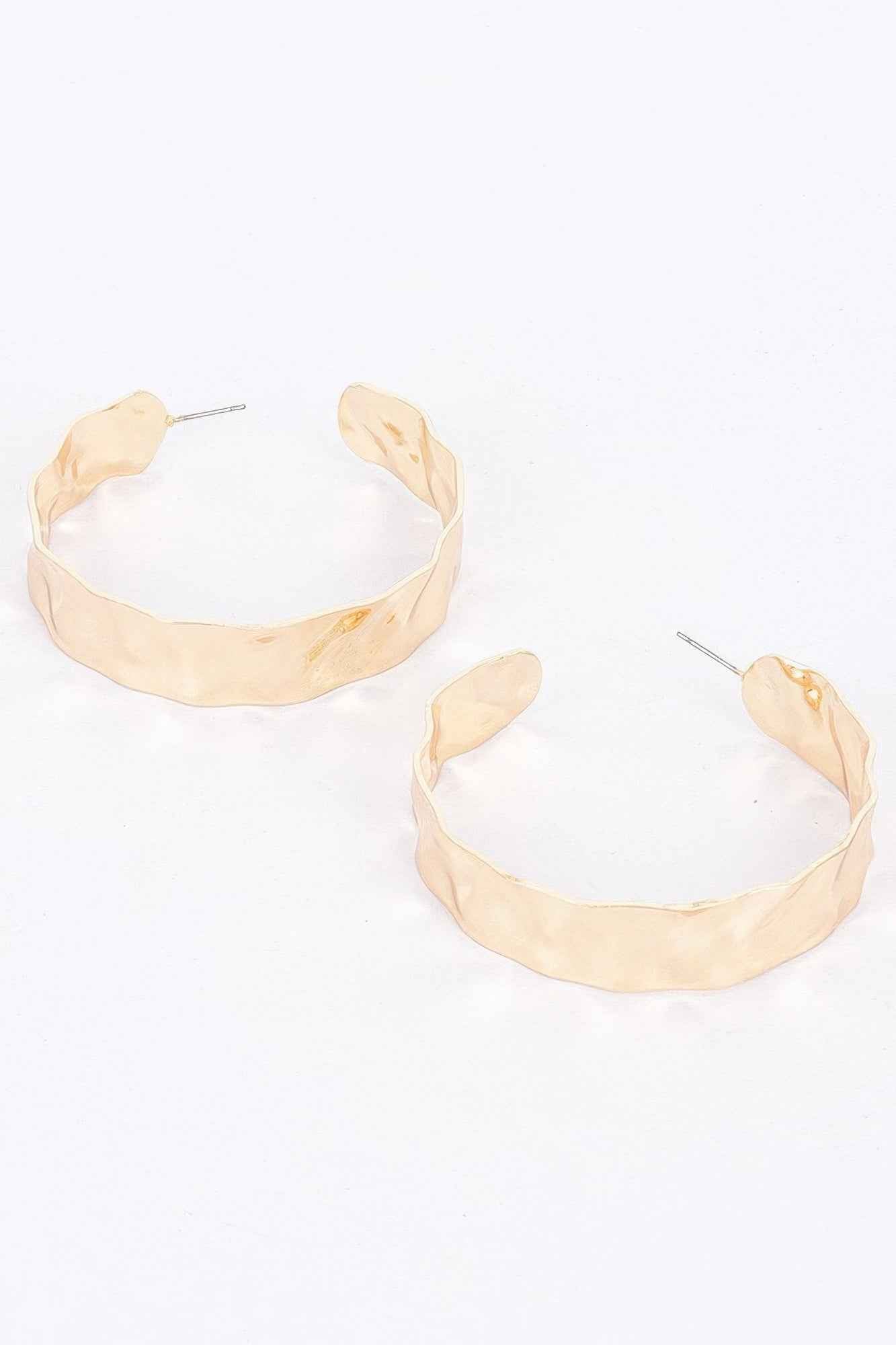 Gold Plated Wide Metal Hoop Earring