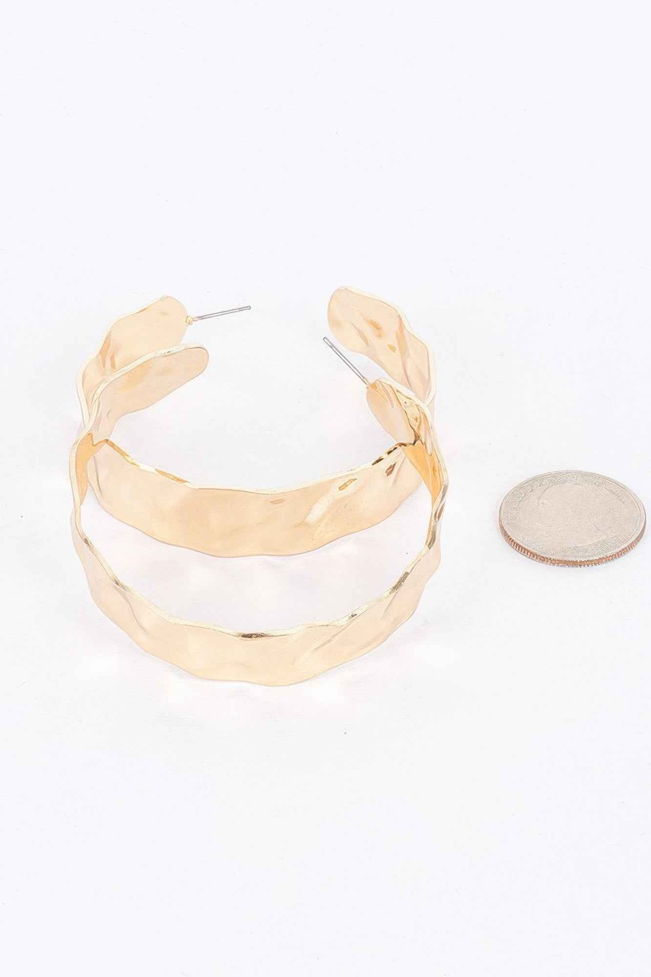 Gold Plated Wide Metal Hoop Earring