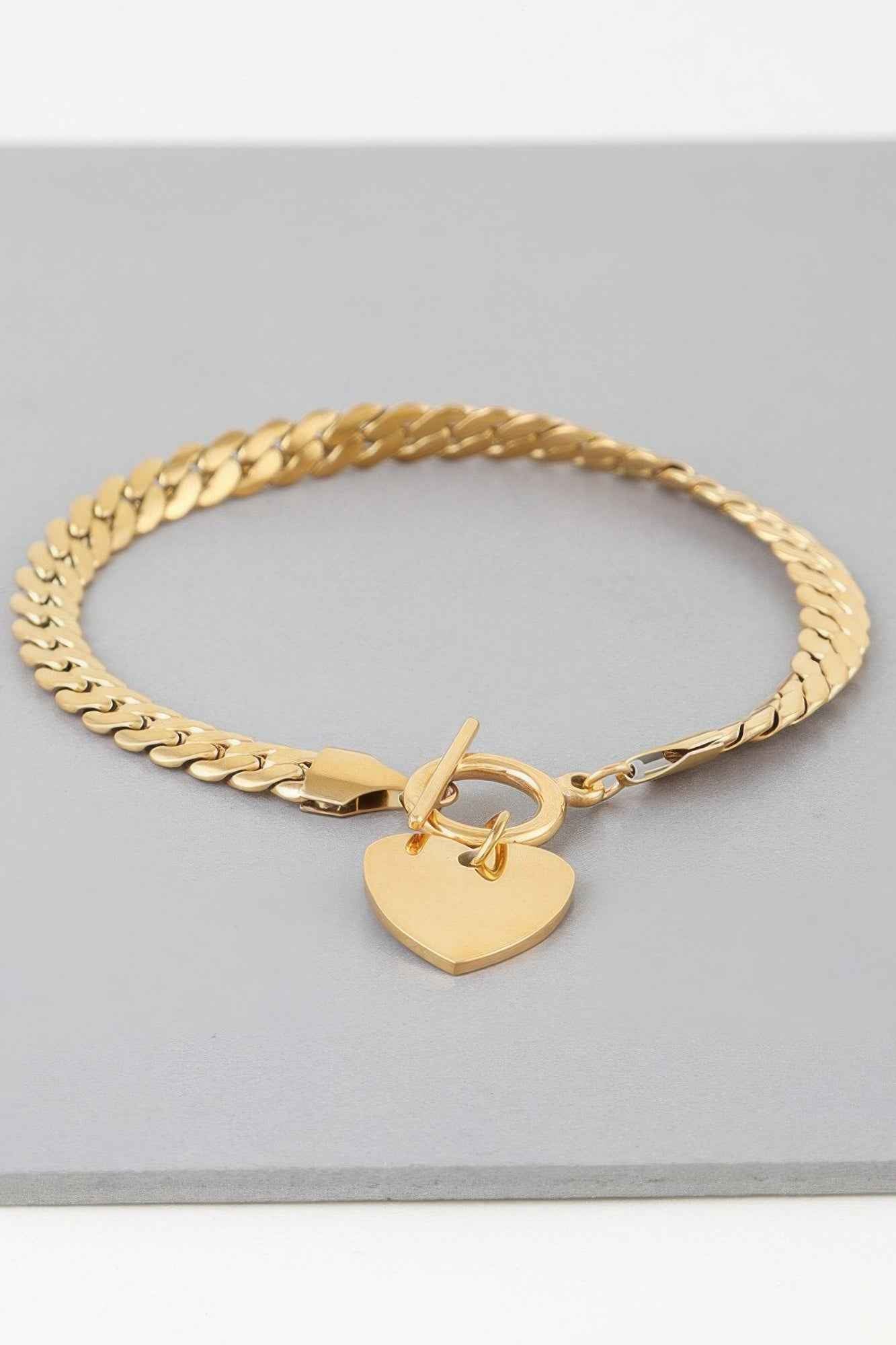 Heart Toggle Curb Chain Bracelet