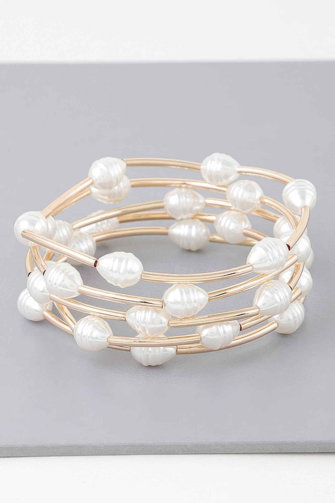 Multi Pearl Shell Tube Bracelet