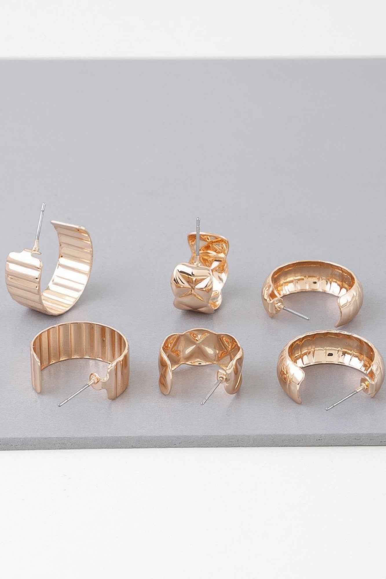 Multi Quilted Hoop Earrings Set