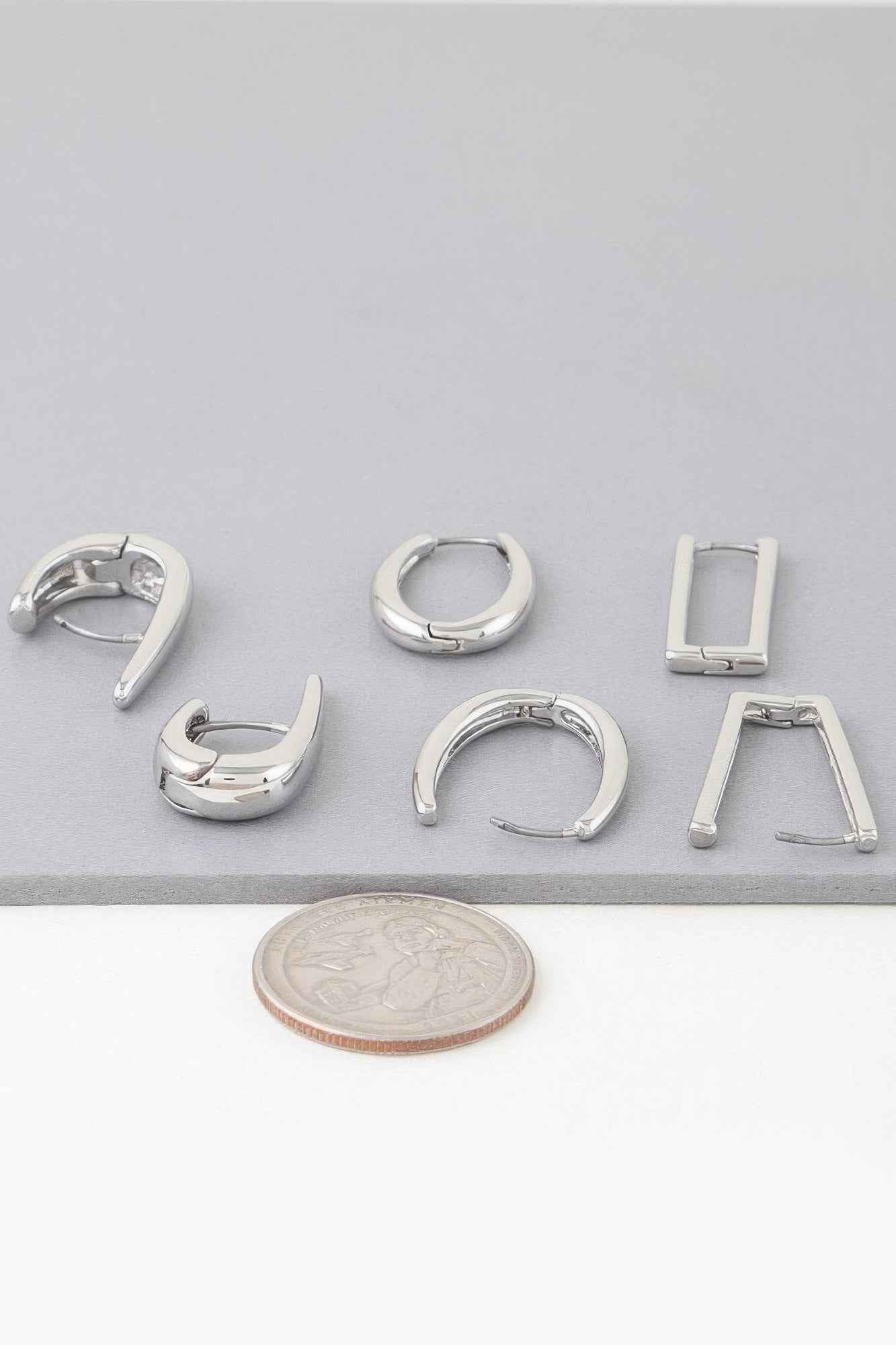 Multi Shiny Modern Hoop Earrings Set