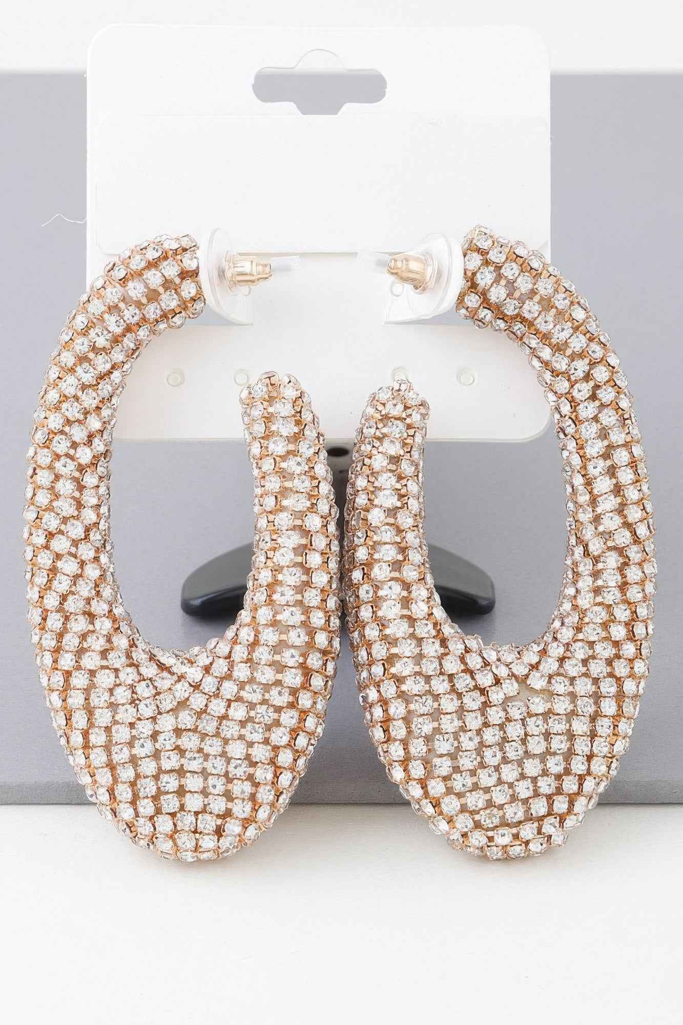 Bejeweled Abstract Oval Earrings