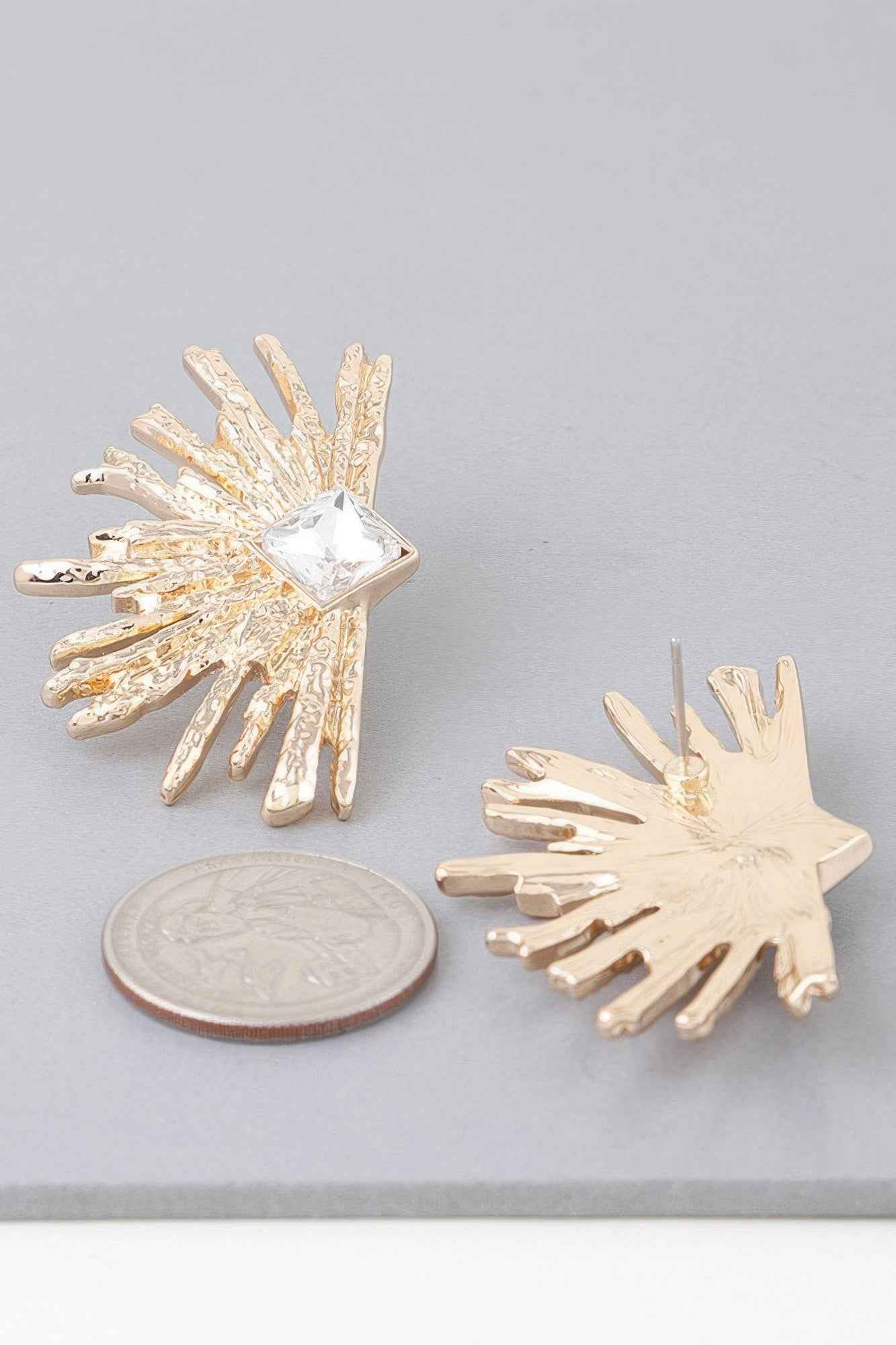 Diamond Rhinestone Flare Earrings