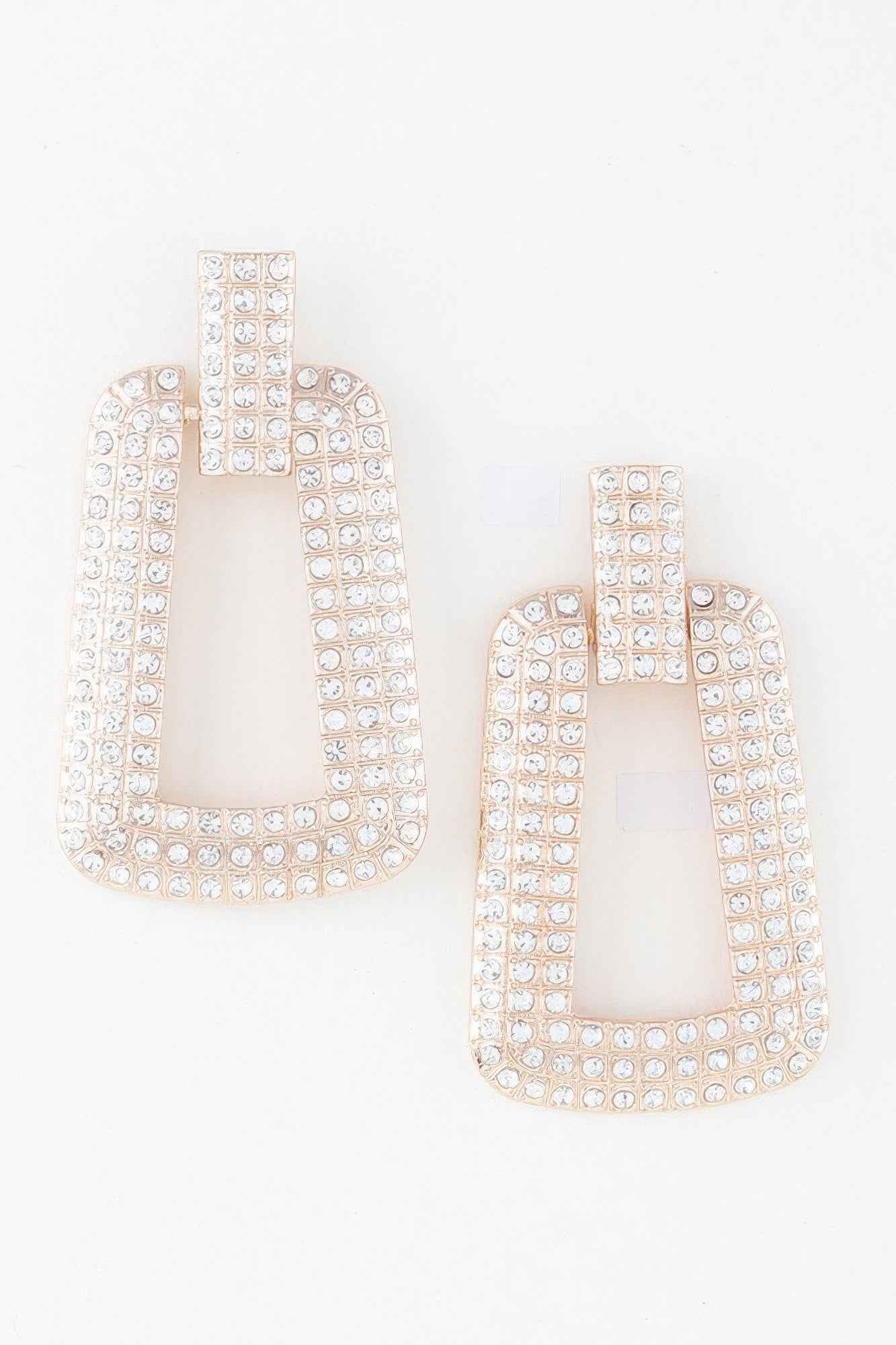 Triple Rhinestone Frame Earrings