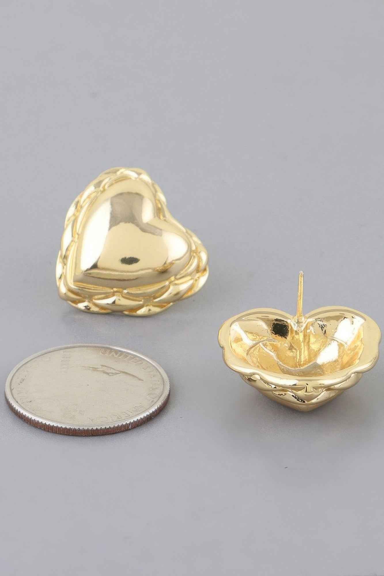 Shiny Braided Heart Stud Earrings