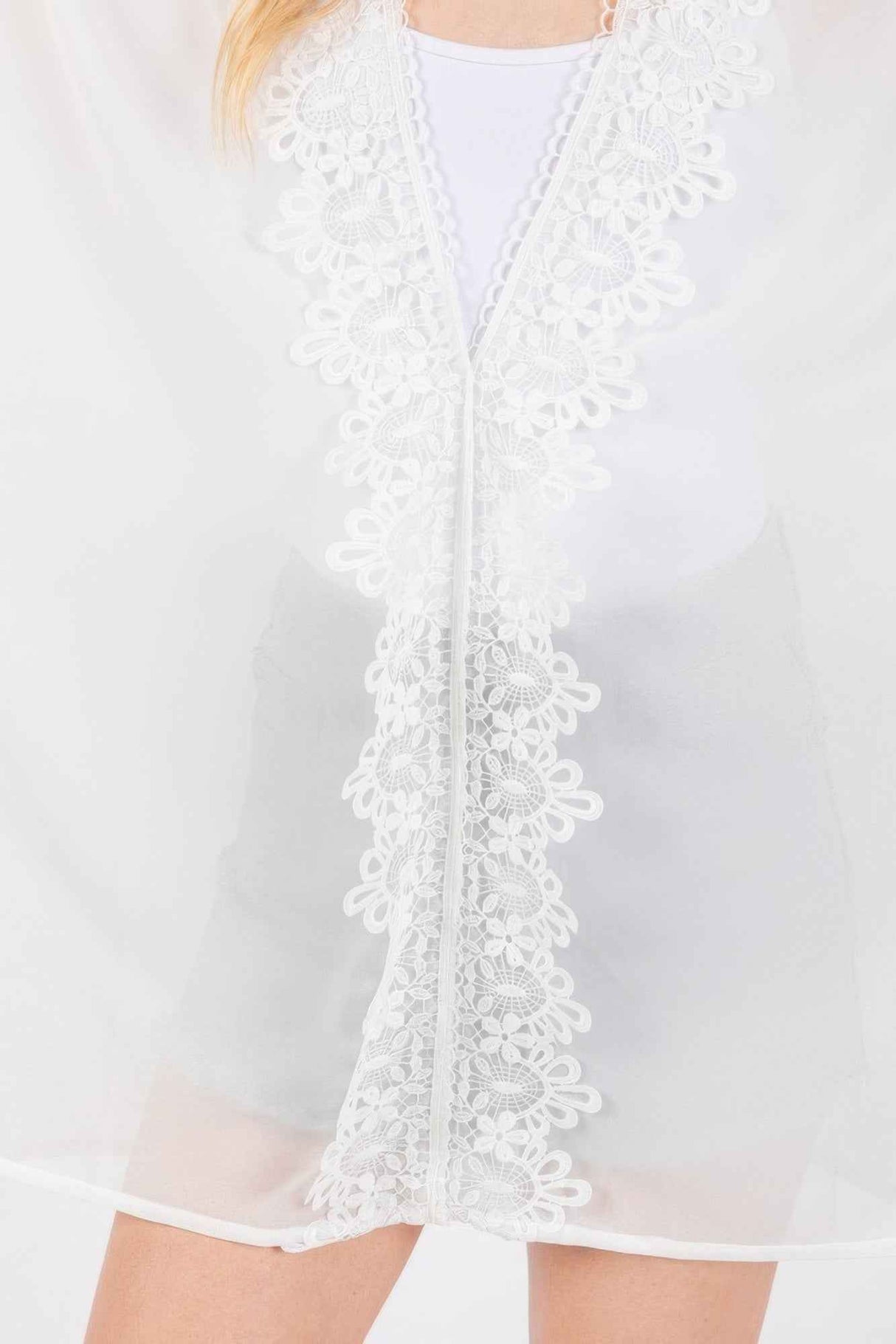 Flower Pattern Trim Detail Poncho