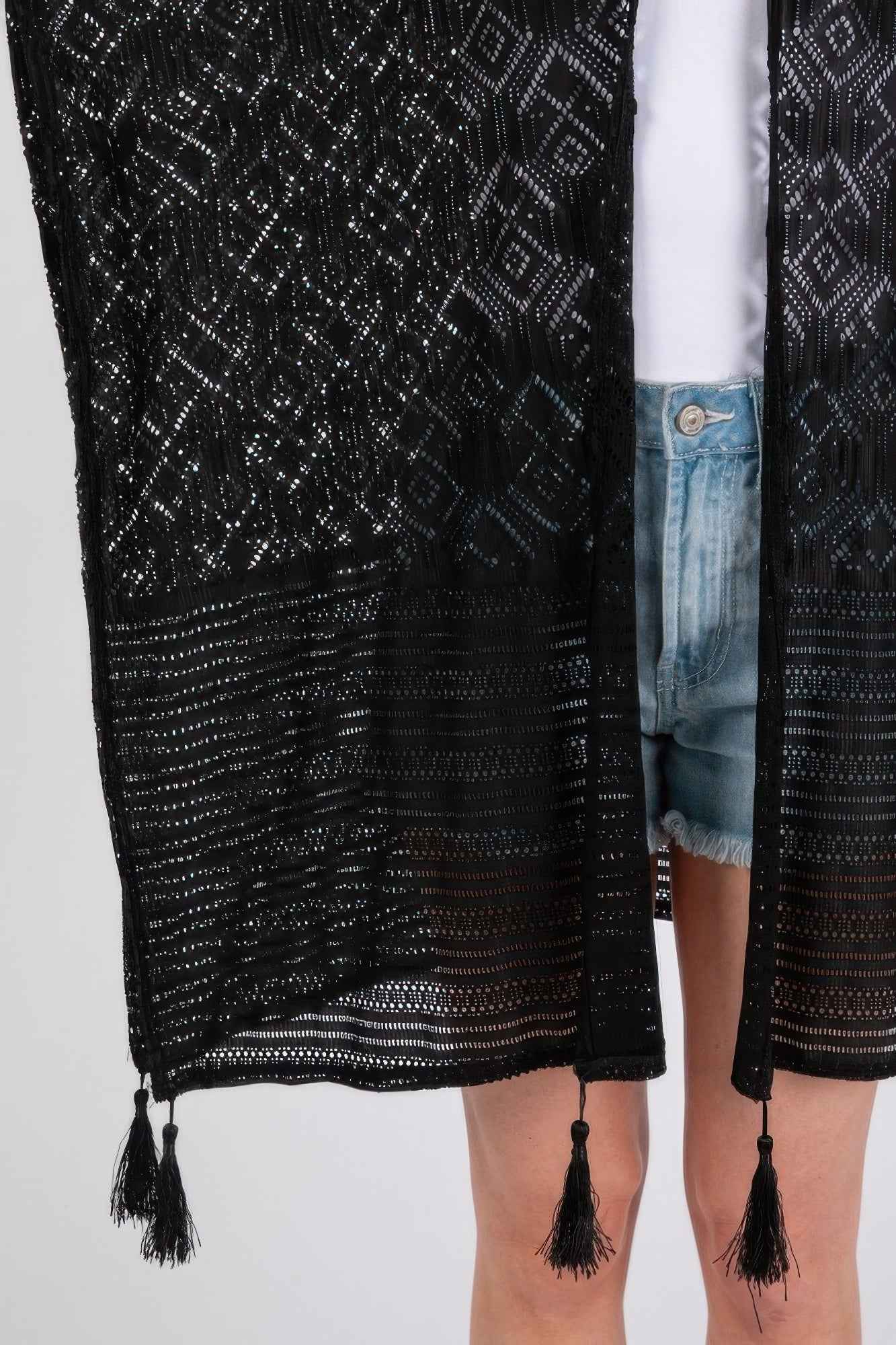 Geometric Pattern Tassel Cover Up