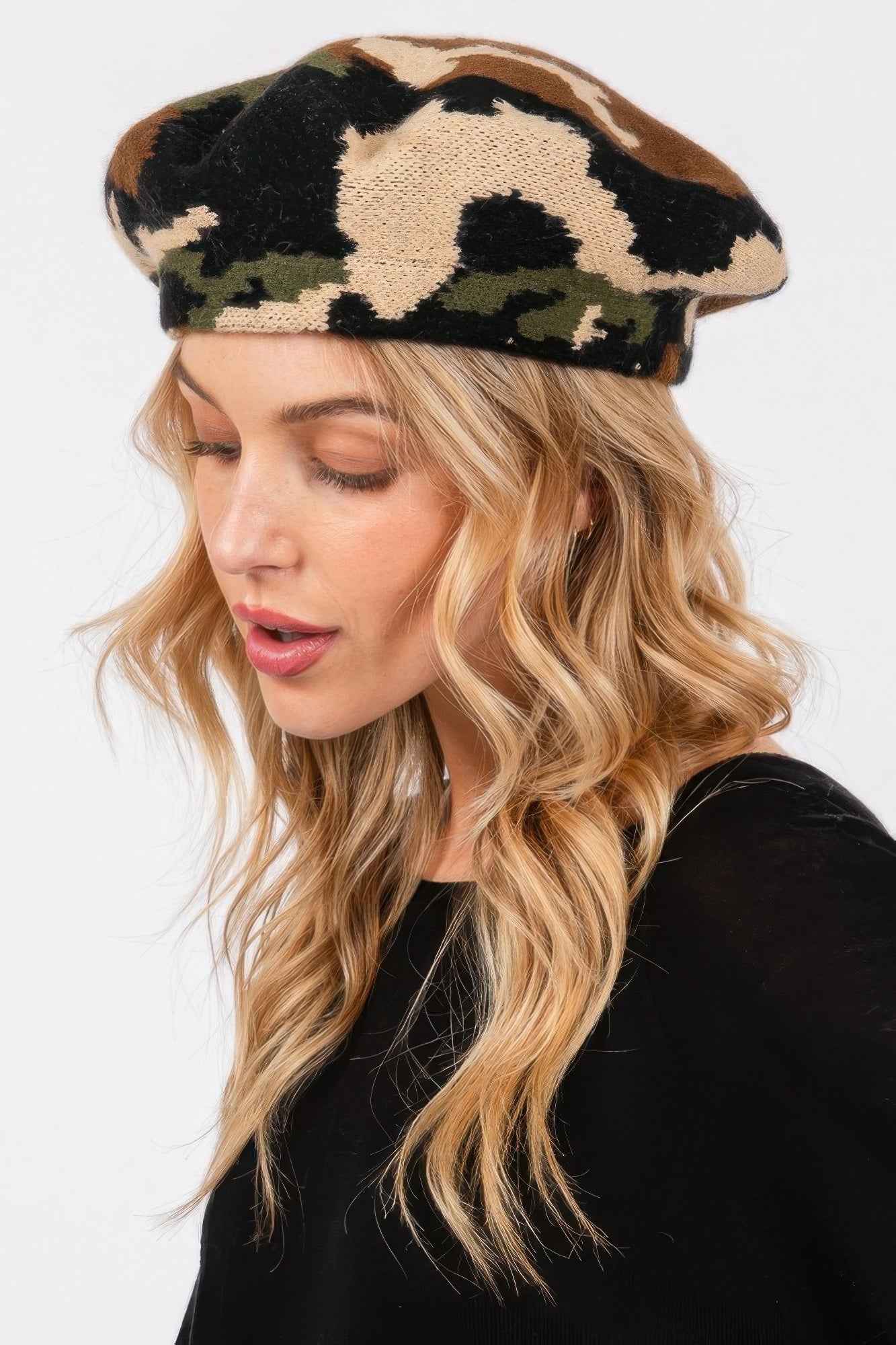 Camo Knit Beret