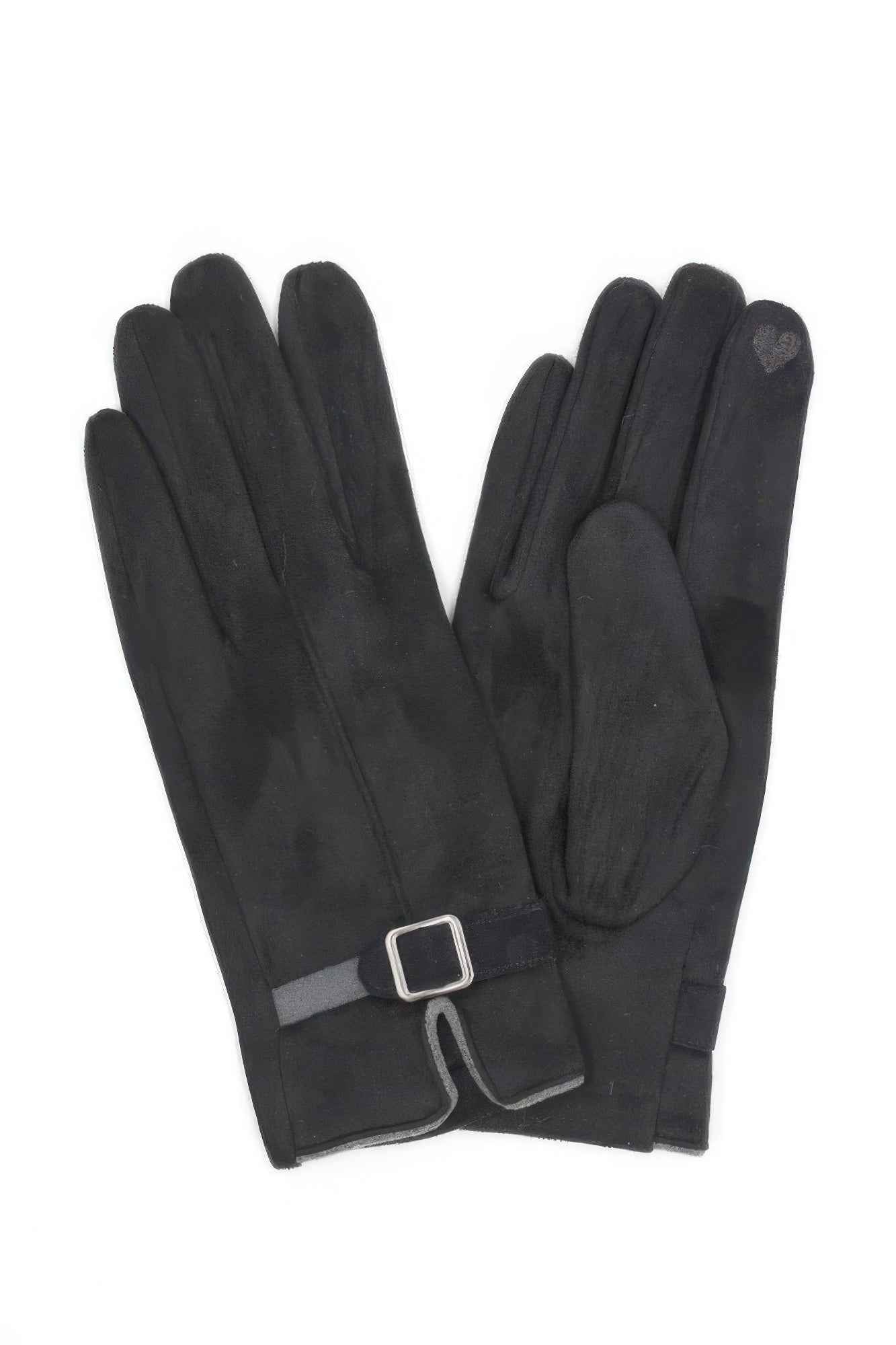 Faux Suede Band Smart Touch Gloves