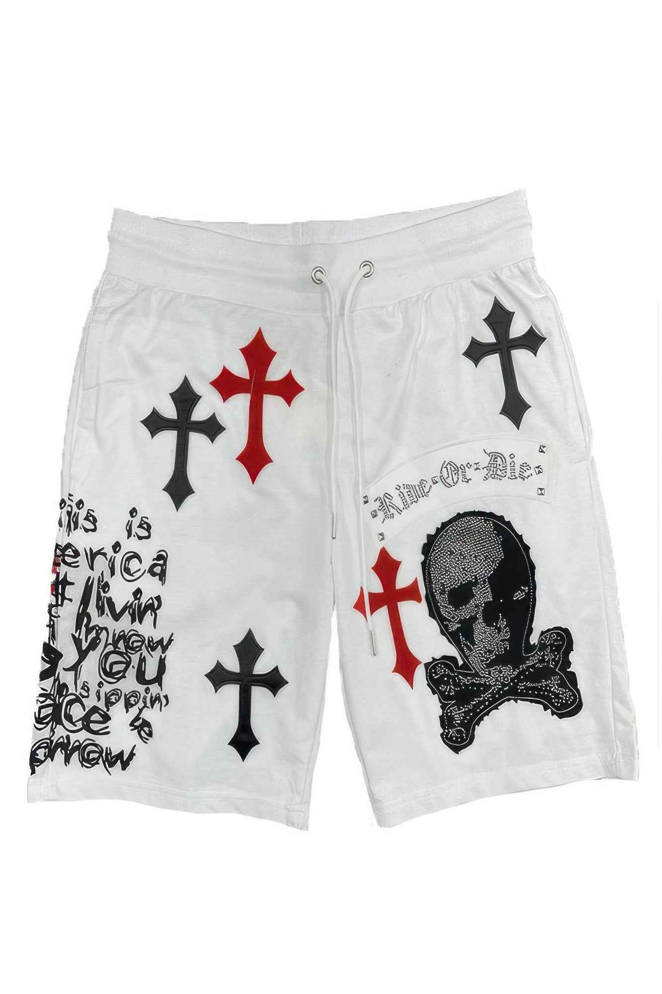 Mens Chrome Cross Skull Shorts