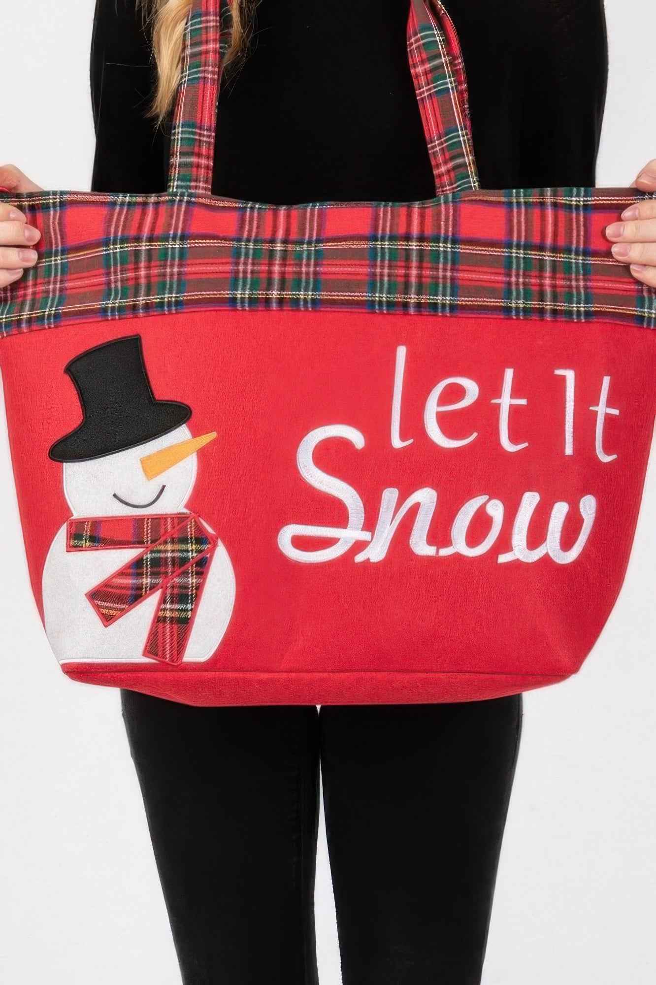 Let It Snow Letter Snowman Christmas Tote Bag