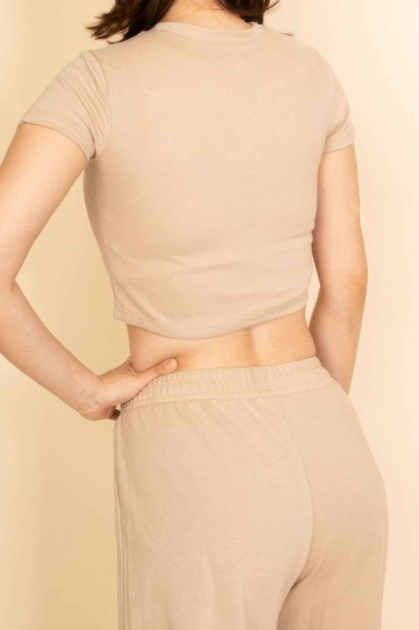 2-piece Crop Tee & Wide Leg Lounge Pants Set