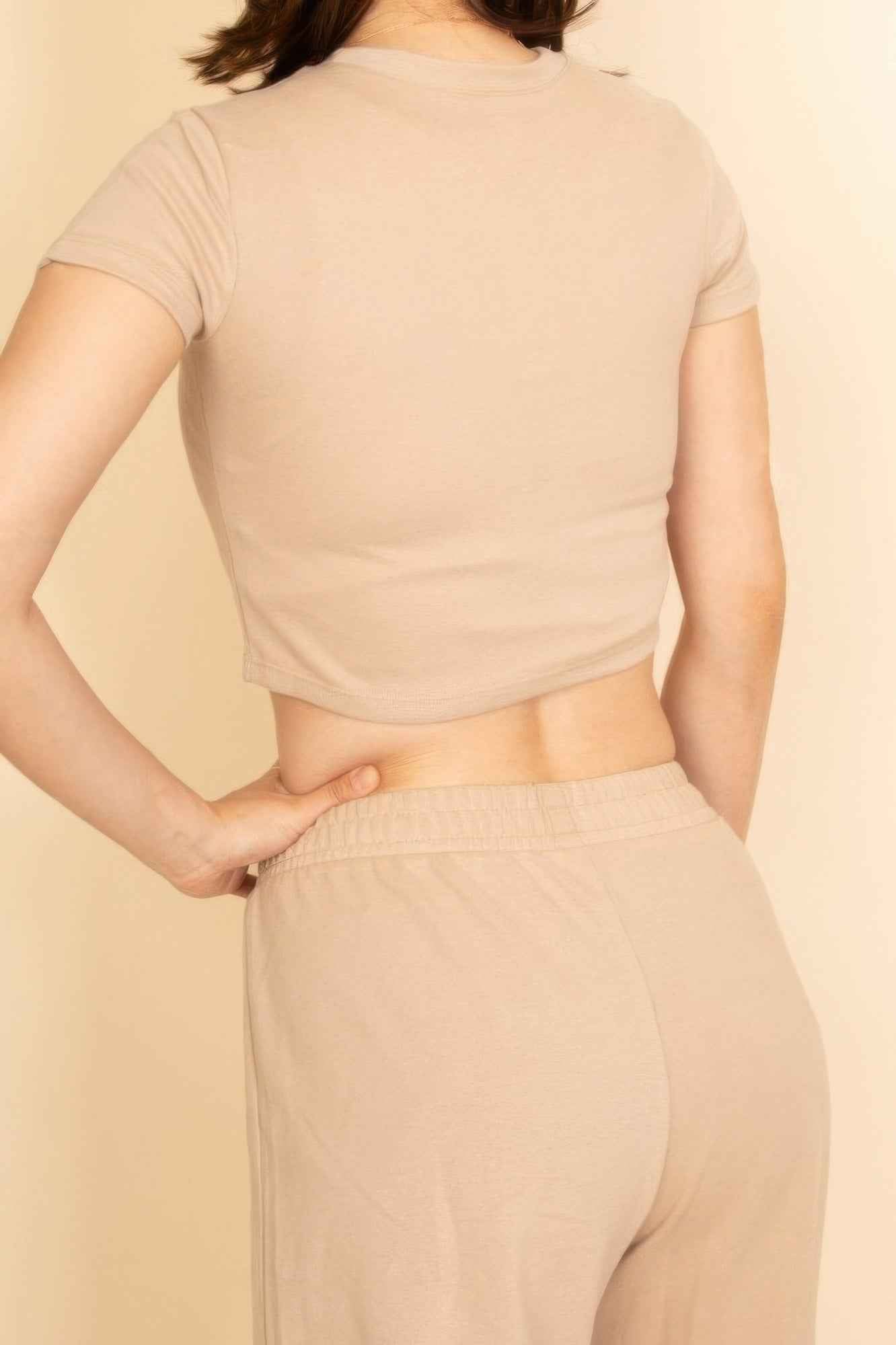 2-piece Crop Tee & Wide Leg Lounge Pants Set