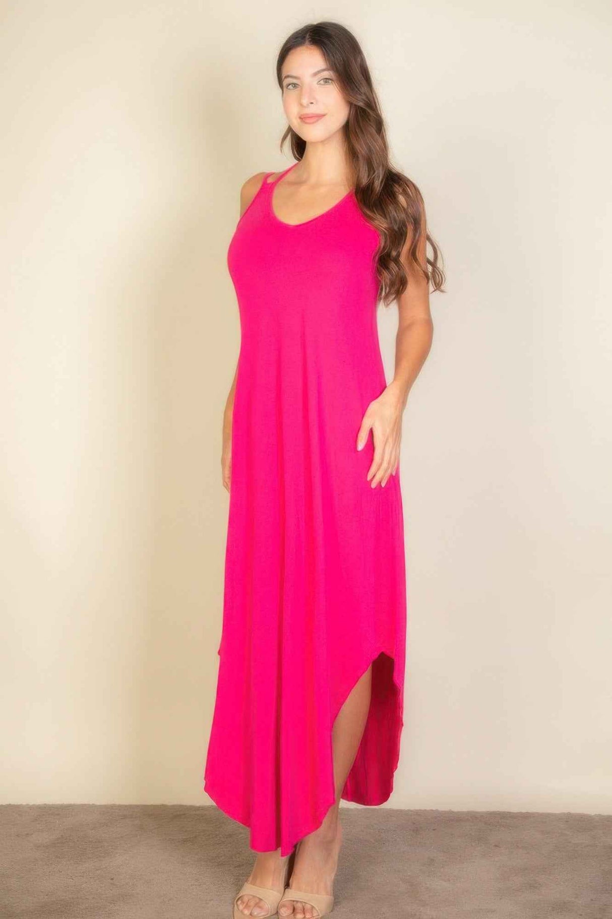 Solid Cami Double Strap Loose Fit Dress