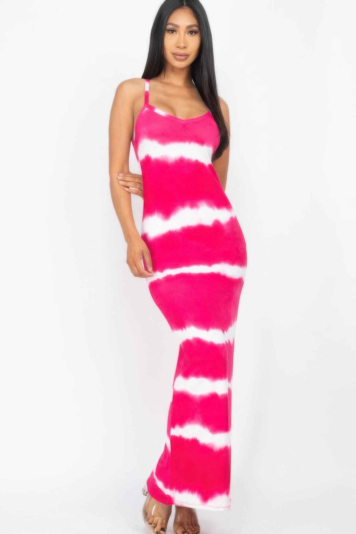 Stripe Tie-dye Printed Maxi Dress