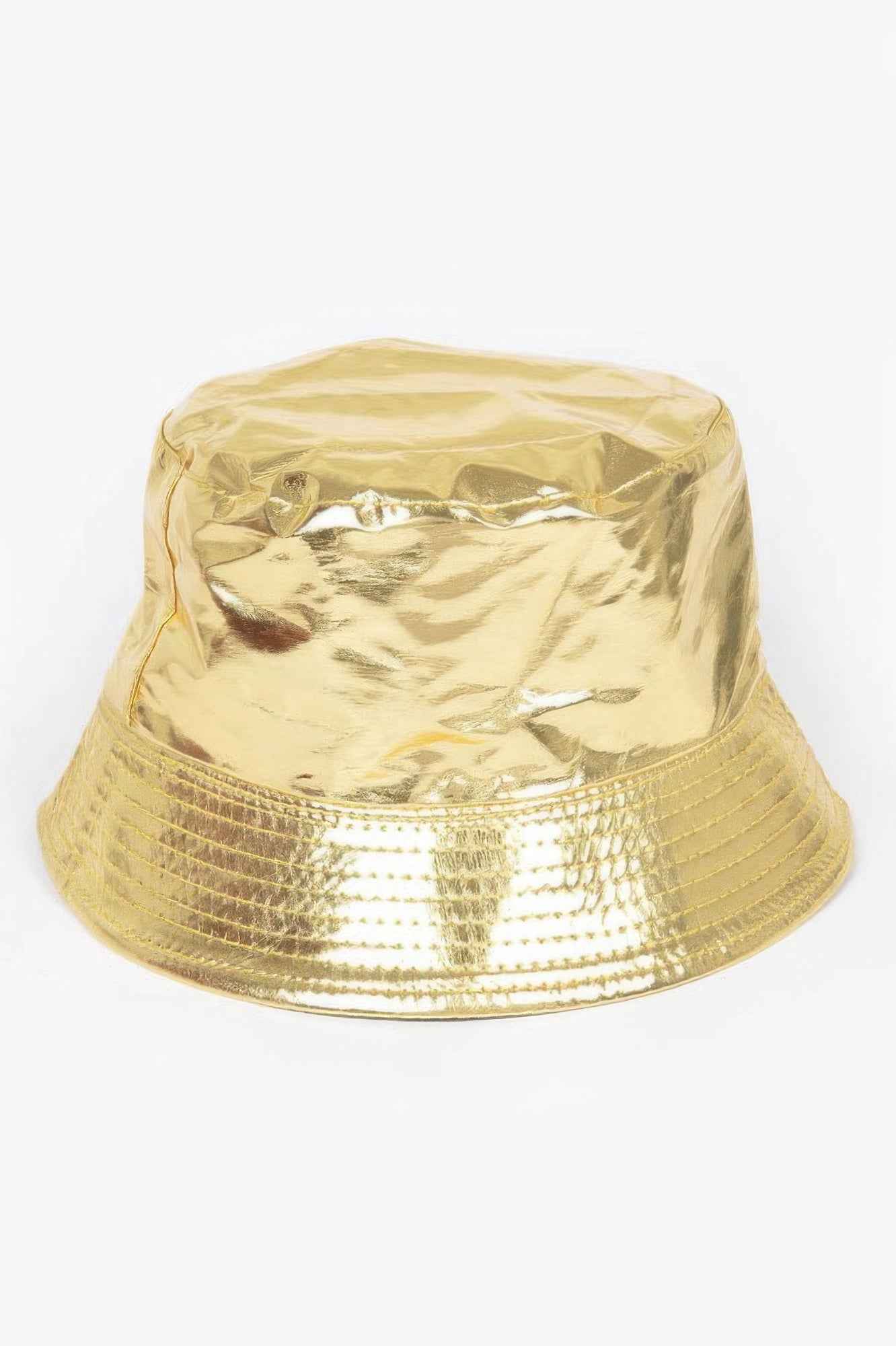 Metallic Faux Leather Bucket Hat