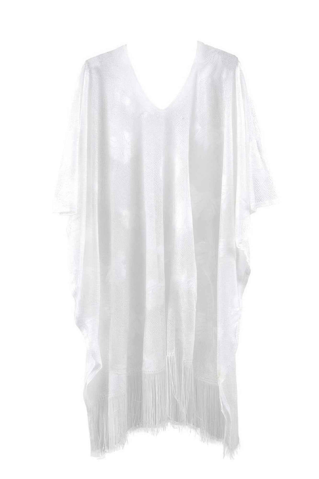 Floral Lace Poncho With Tassel