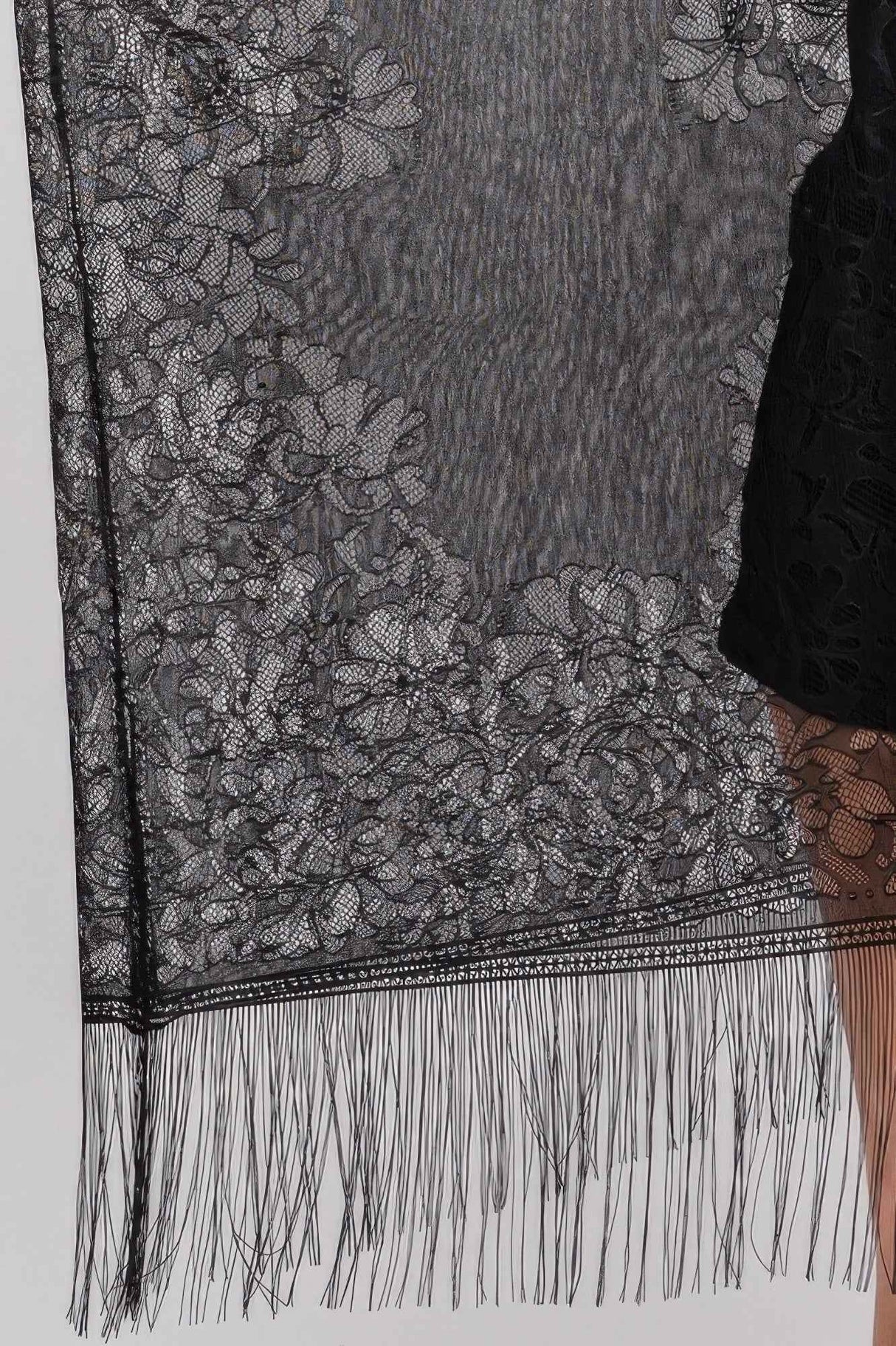 Floral Lace Kimono With Tassel