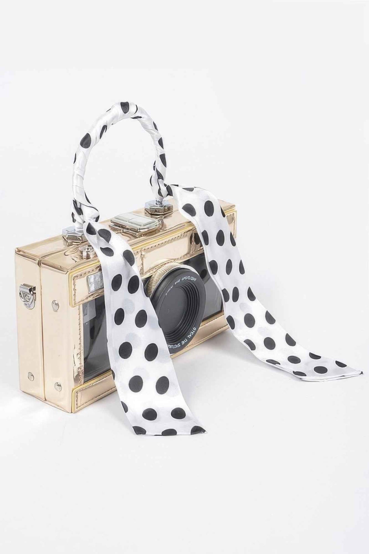 Mirror Vegan Leather Clear Tophandle Camera Clutch
