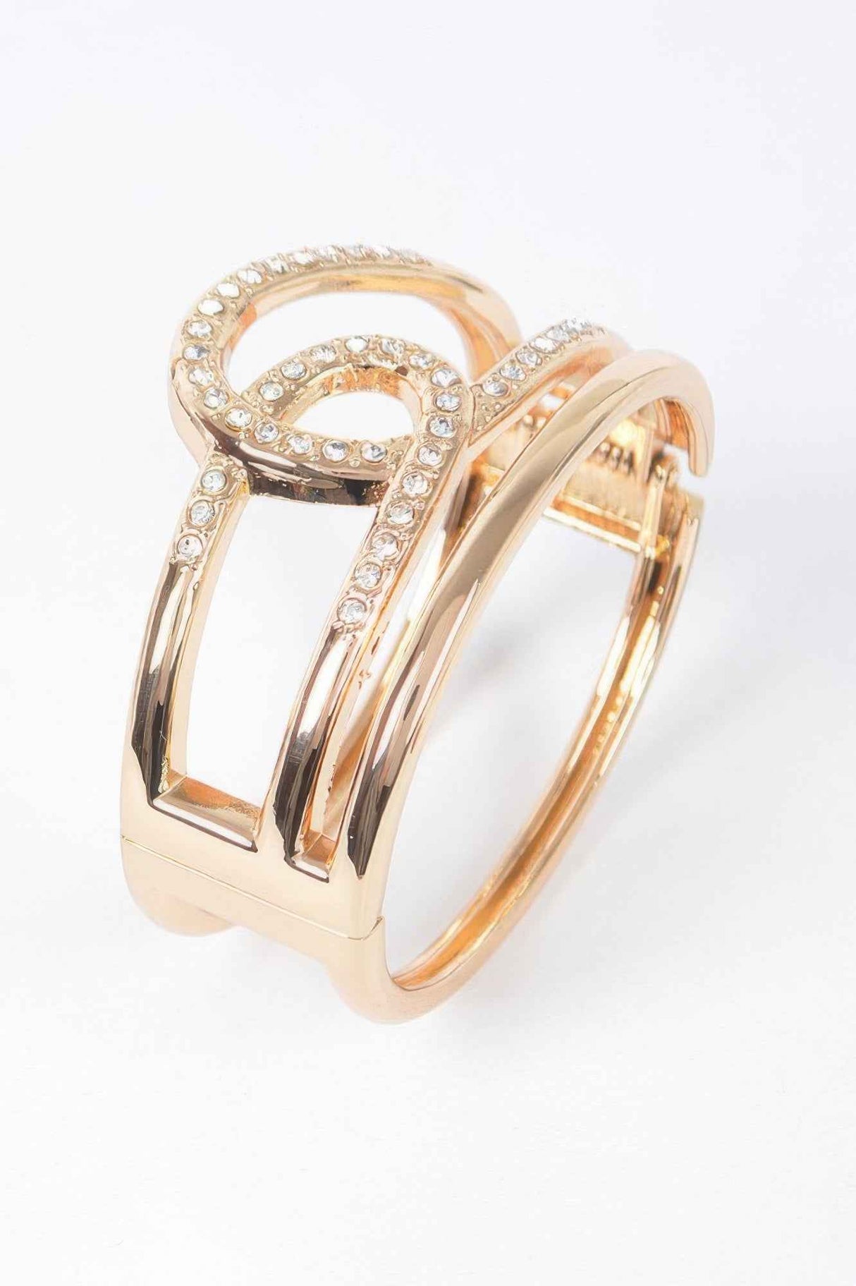 Rhinestone Metal Spring Hinge Cuff