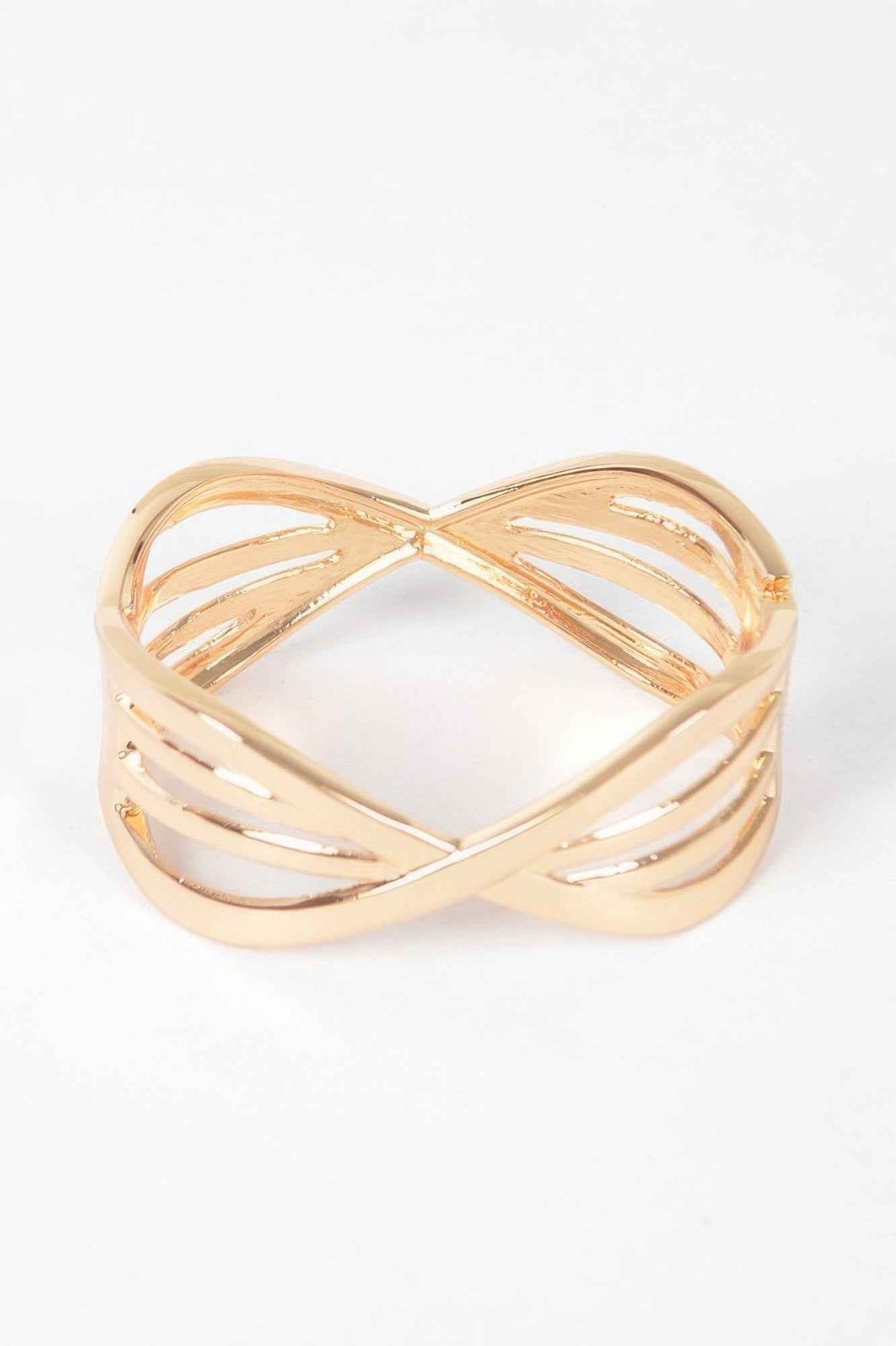 Rhinestone Metal Spring Hinge Cuff