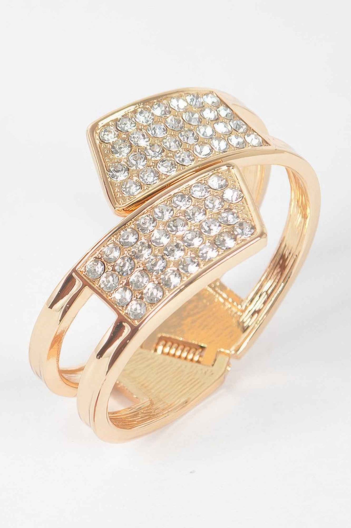 Rhinestone Metal Spring Hinge Cuff