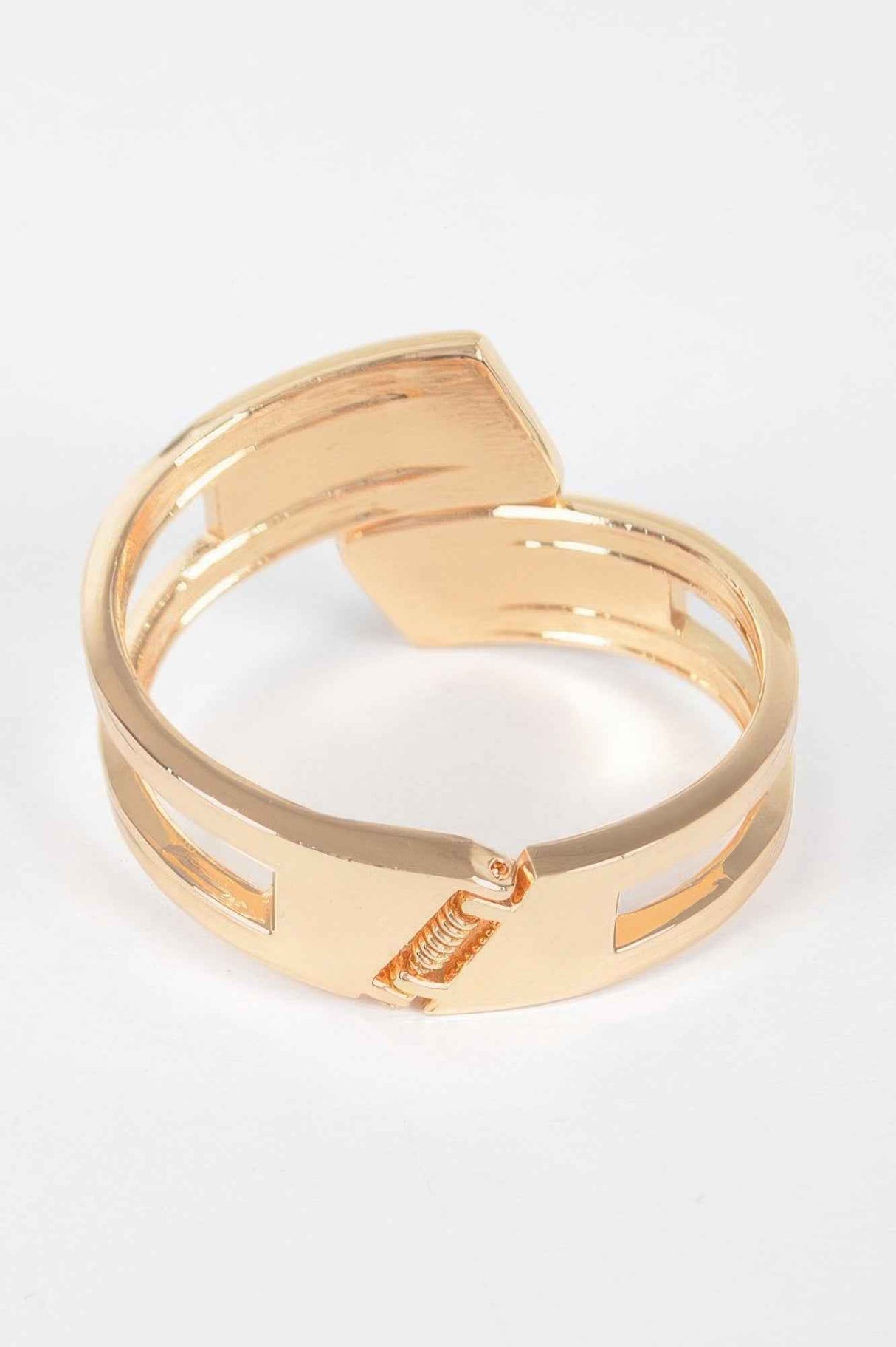Rhinestone Metal Spring Hinge Cuff